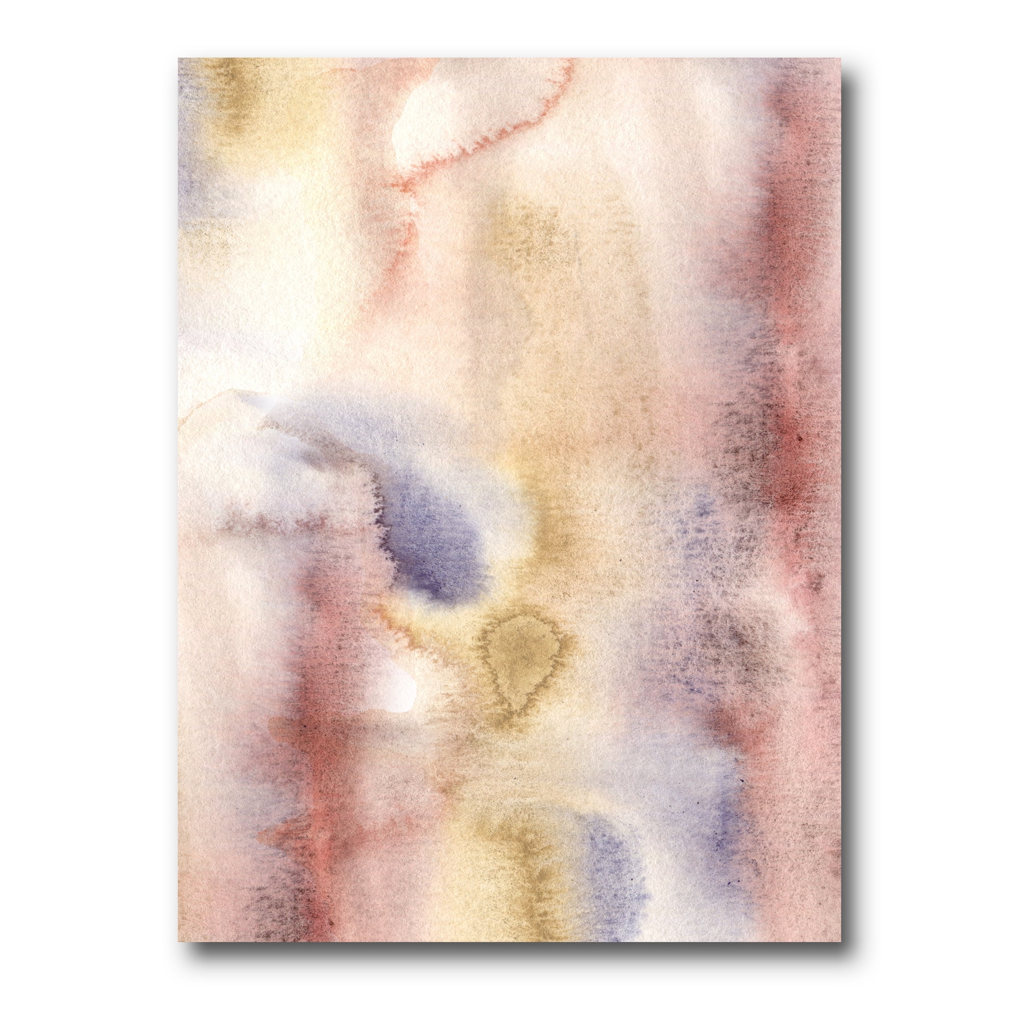 Designart ' Pastel Abstract With Pink Dark Blue and Yellow Spots ' Modern Canvas Wall Art Print