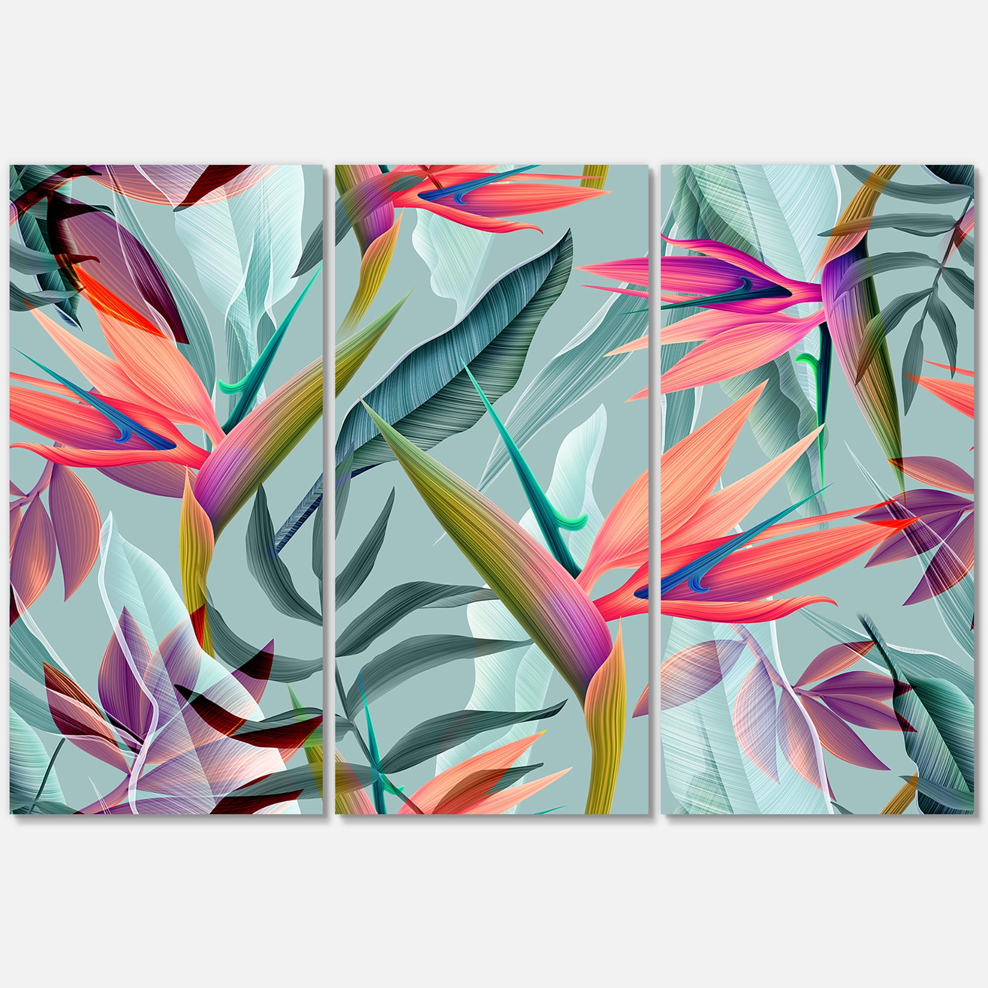 Designart ' VIntage Tropical Flowers V ' Traditional Canvas Wall Art Print