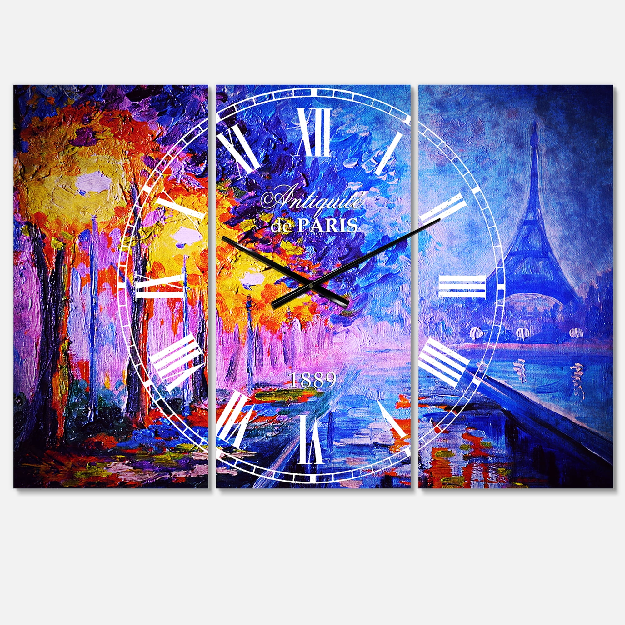 Designart 'View of Paris Eiffel Tower' Mediterranean wall clock
