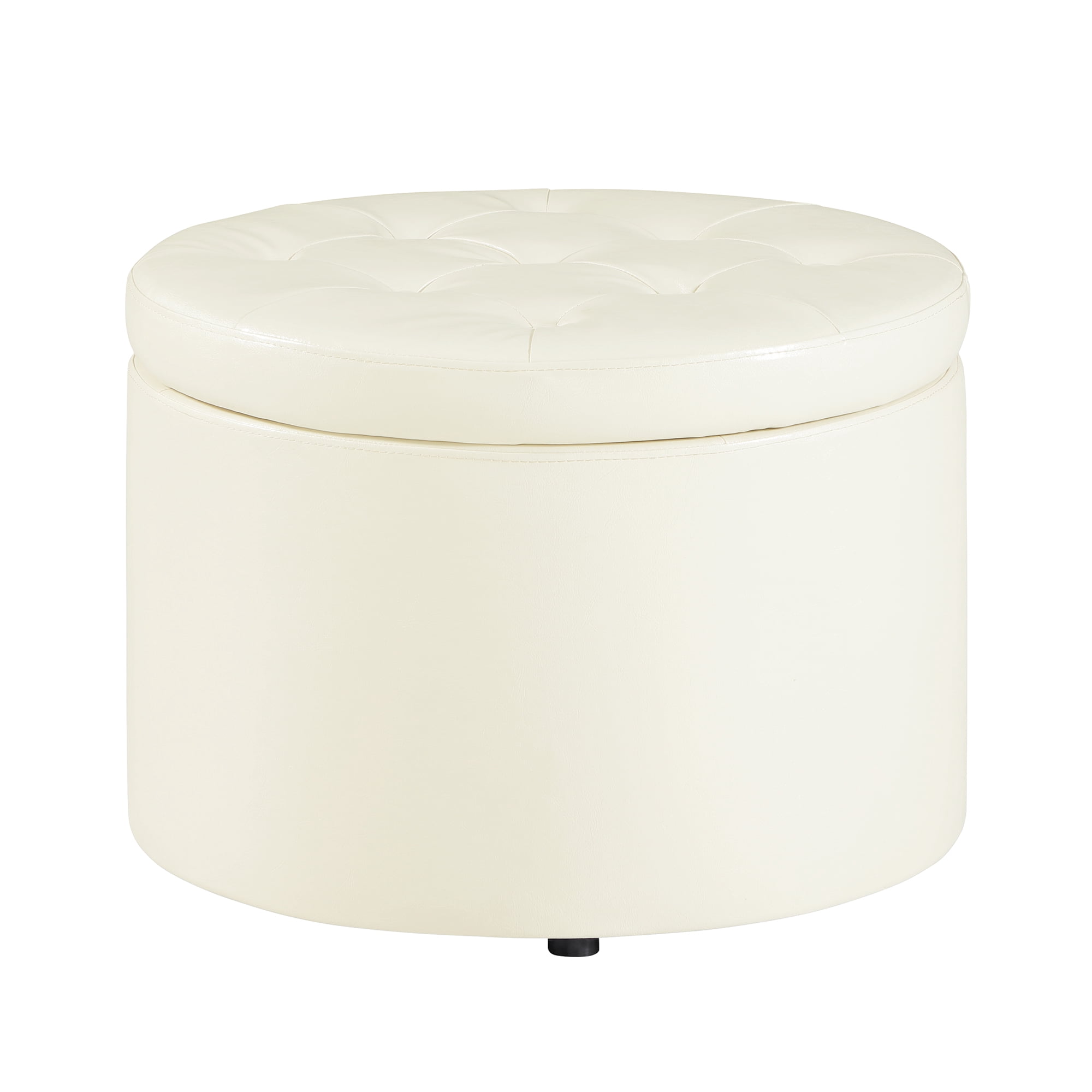 Designs4Comfort Round Shoe Ottoman, Ivory