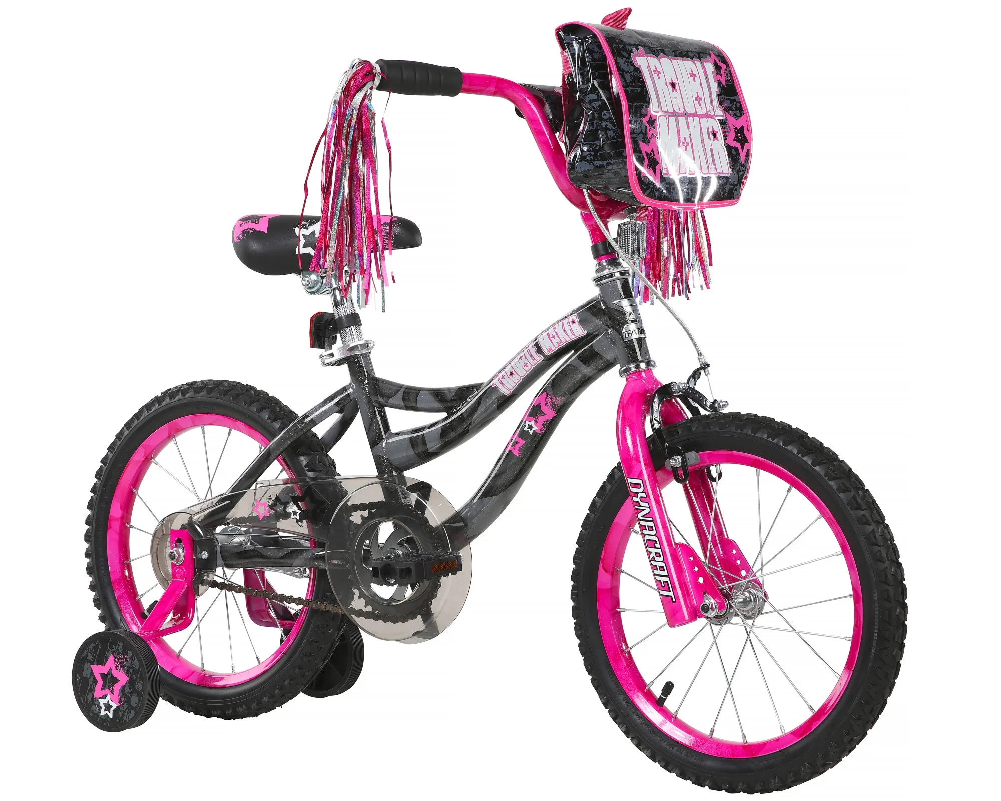 Dynacraft 16-inch Trouble Maker BMX Girls Bike – Fun Ride for Ages 5-7, Includes Training Wheels