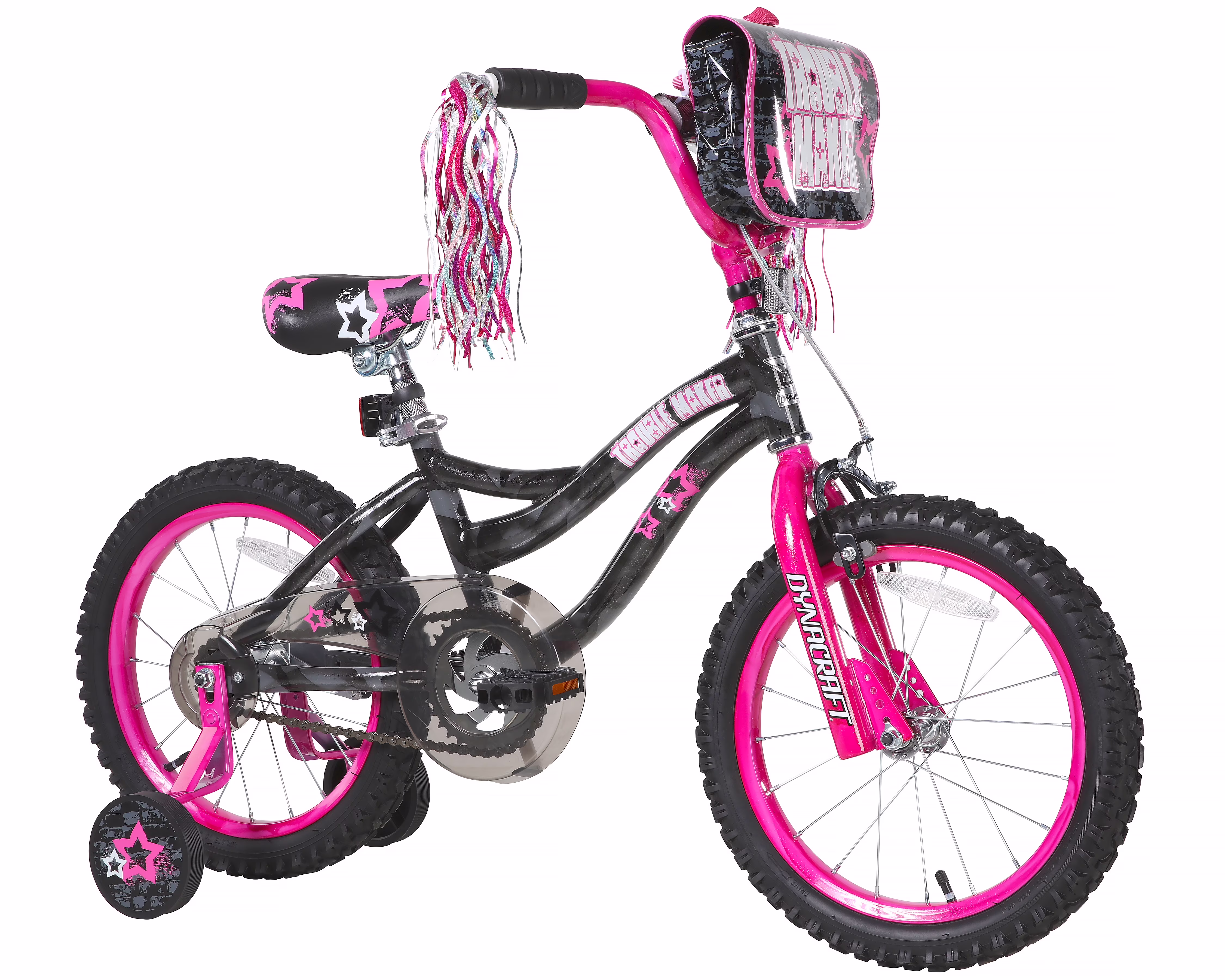 Dynacraft Trouble Maker 16" BMX Girls Bike For Ages 5-7, Includes Training Wheels