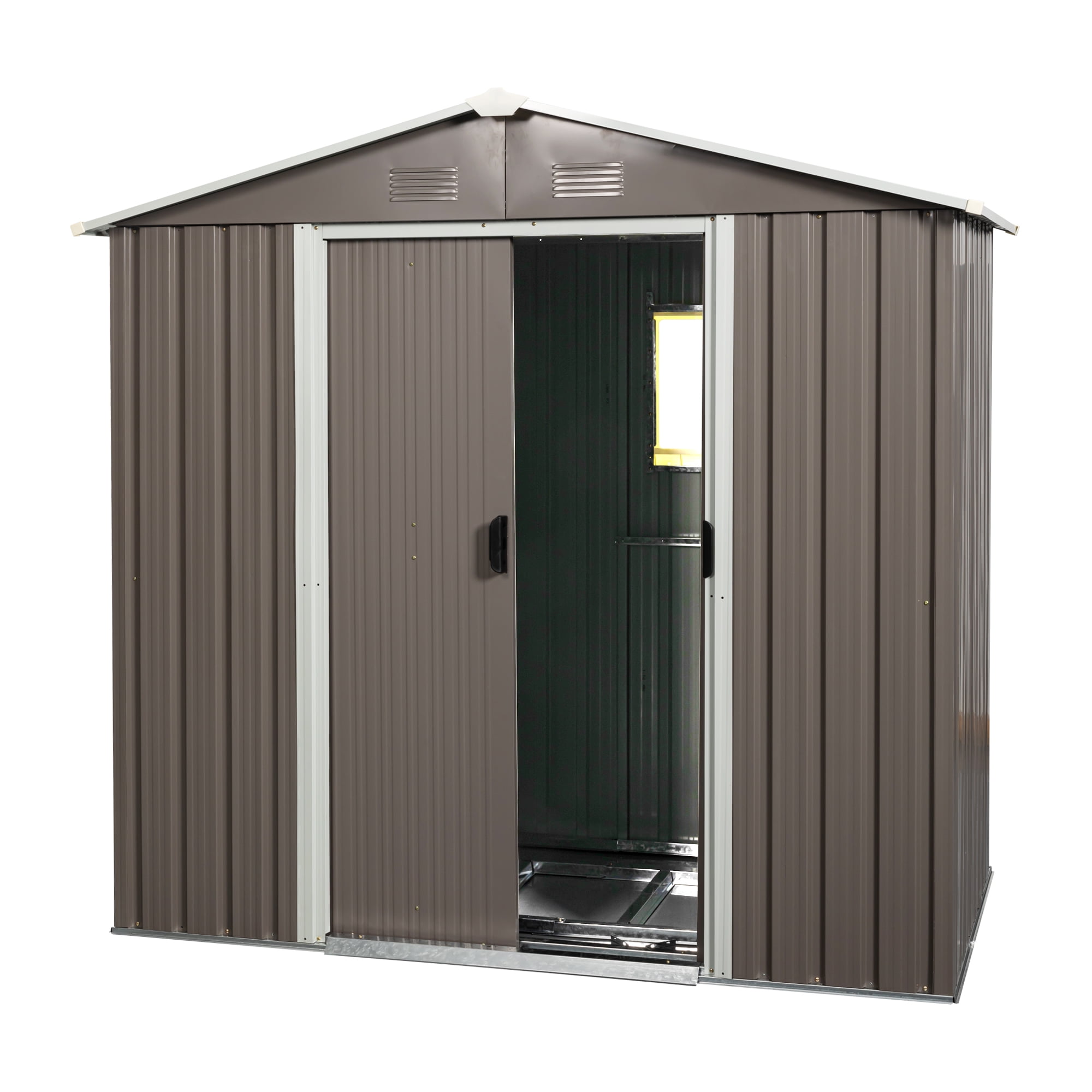 DEALTOPS 8ft x 4ft Outdoor Storage Shed,Galvanized Steel Storage Cabinet with Lockable Door for Backyard, Patio, Lawn-Grey