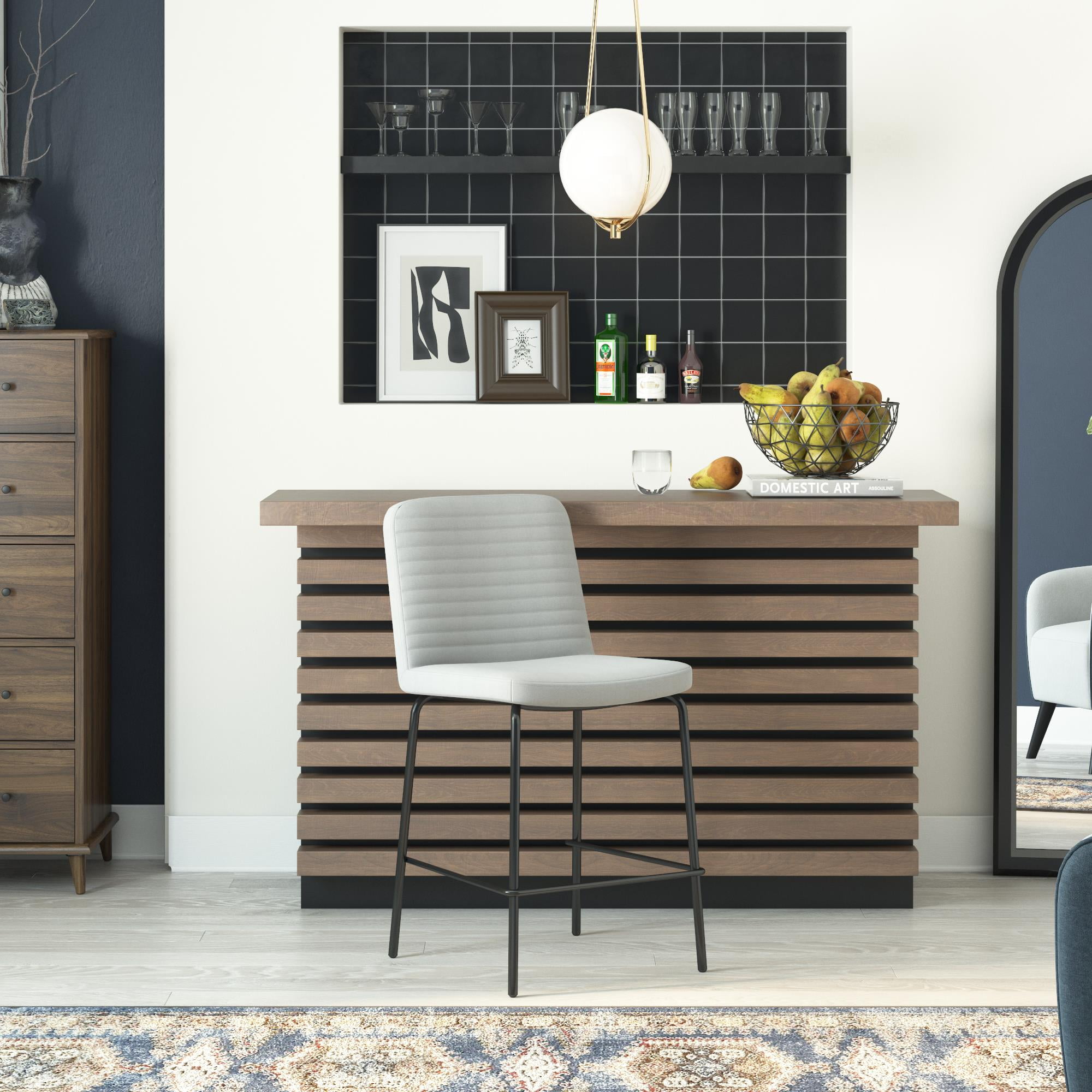 DHP Wynn 24" Counter Height Bar Stool, Gray Linen