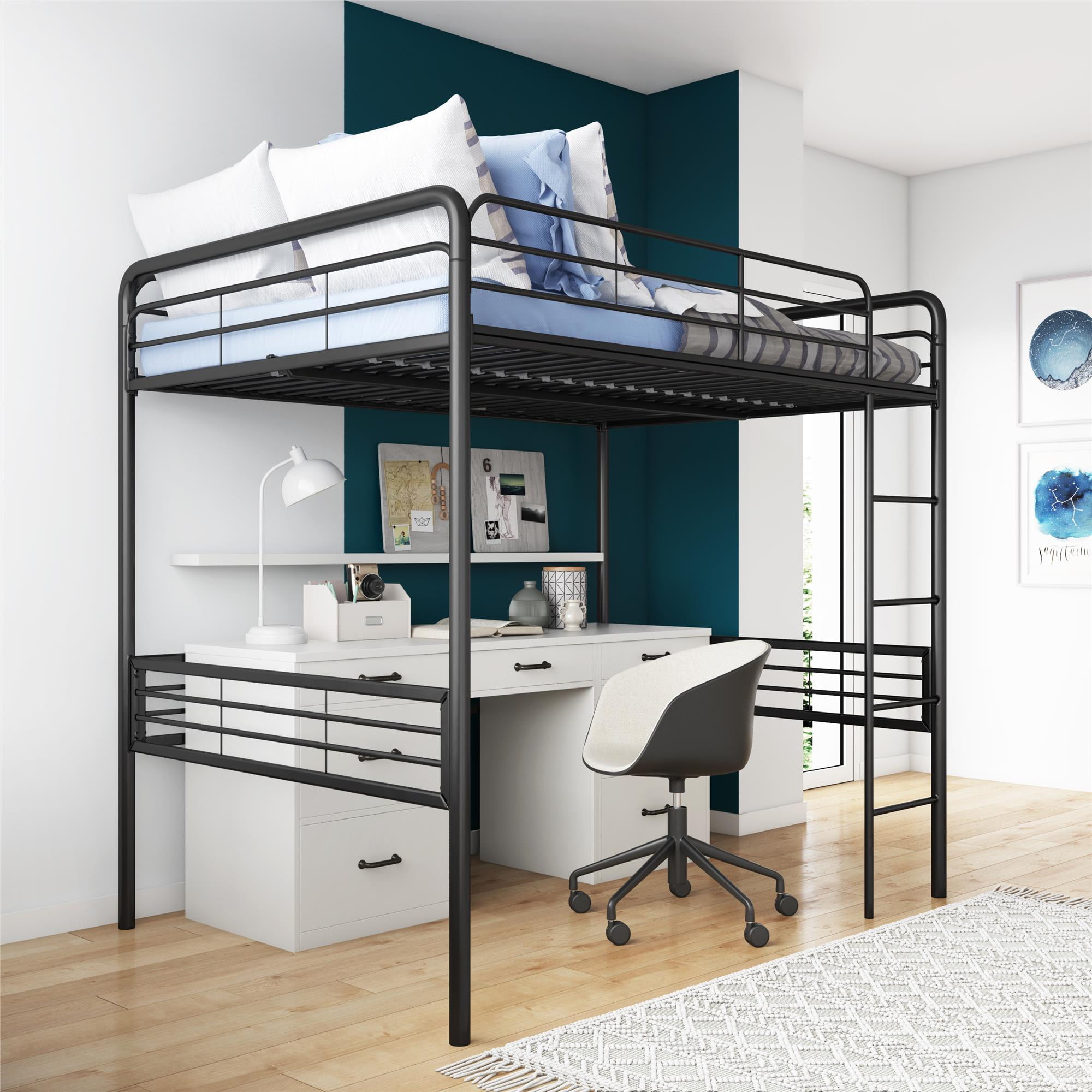 DHP Tommy Full Metal Loft Bed, Black