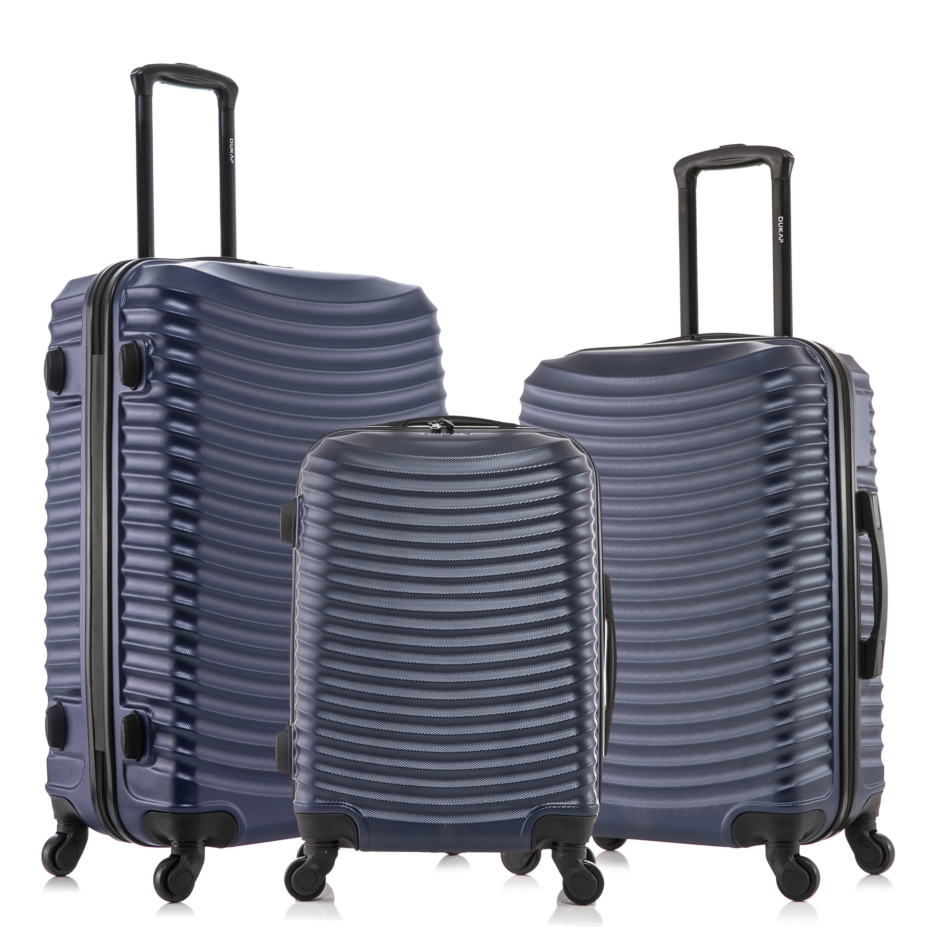 DUKAP Adly 3-Piece Hardside Luggage Sets with Spinner Wheels, Handle and Trolley, (20"/24"/28"), Blue