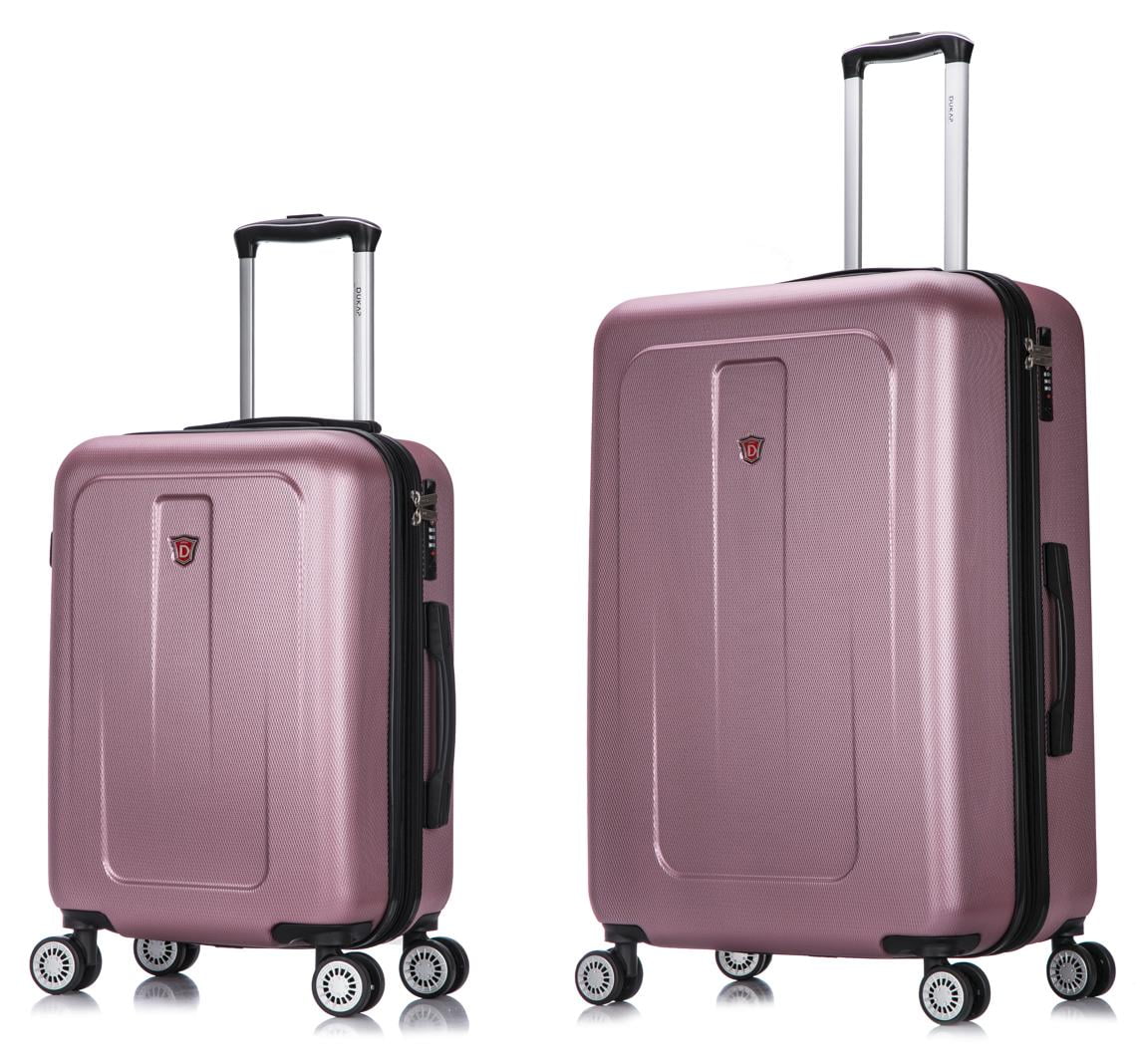 DUKAP Crypto 2-Piece Hardside Luggage Sets with Spinner Wheels, Handle and Trolley, (20"/28"), Rose Gold