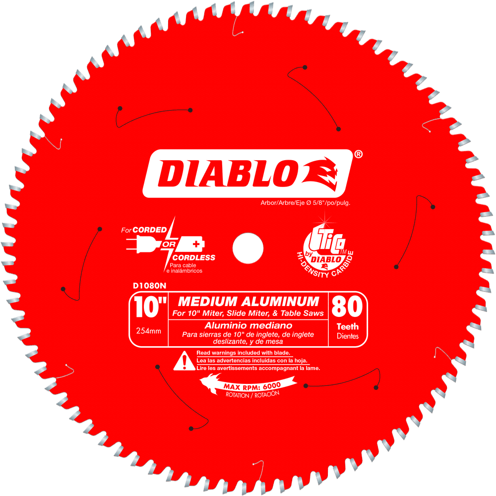 Diablo D1080N 10" 80T Medium Aluminum Table/Chop/Slide Blade
