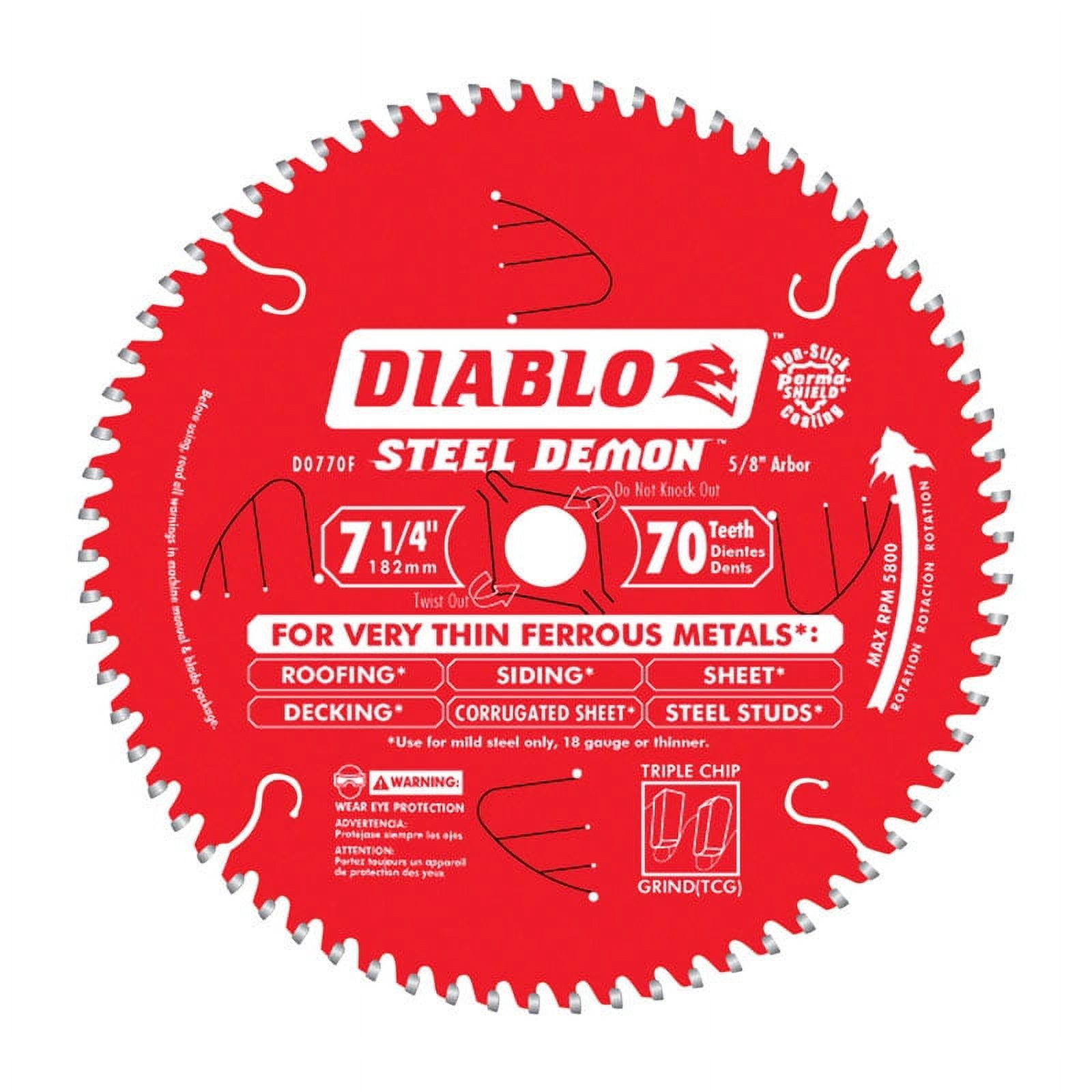Diablo Steel Demon 7-1/4 in. Dia. x 5/8 in. Carbide Tip Steel Circular Saw Blade 70 teeth 1 pc.
