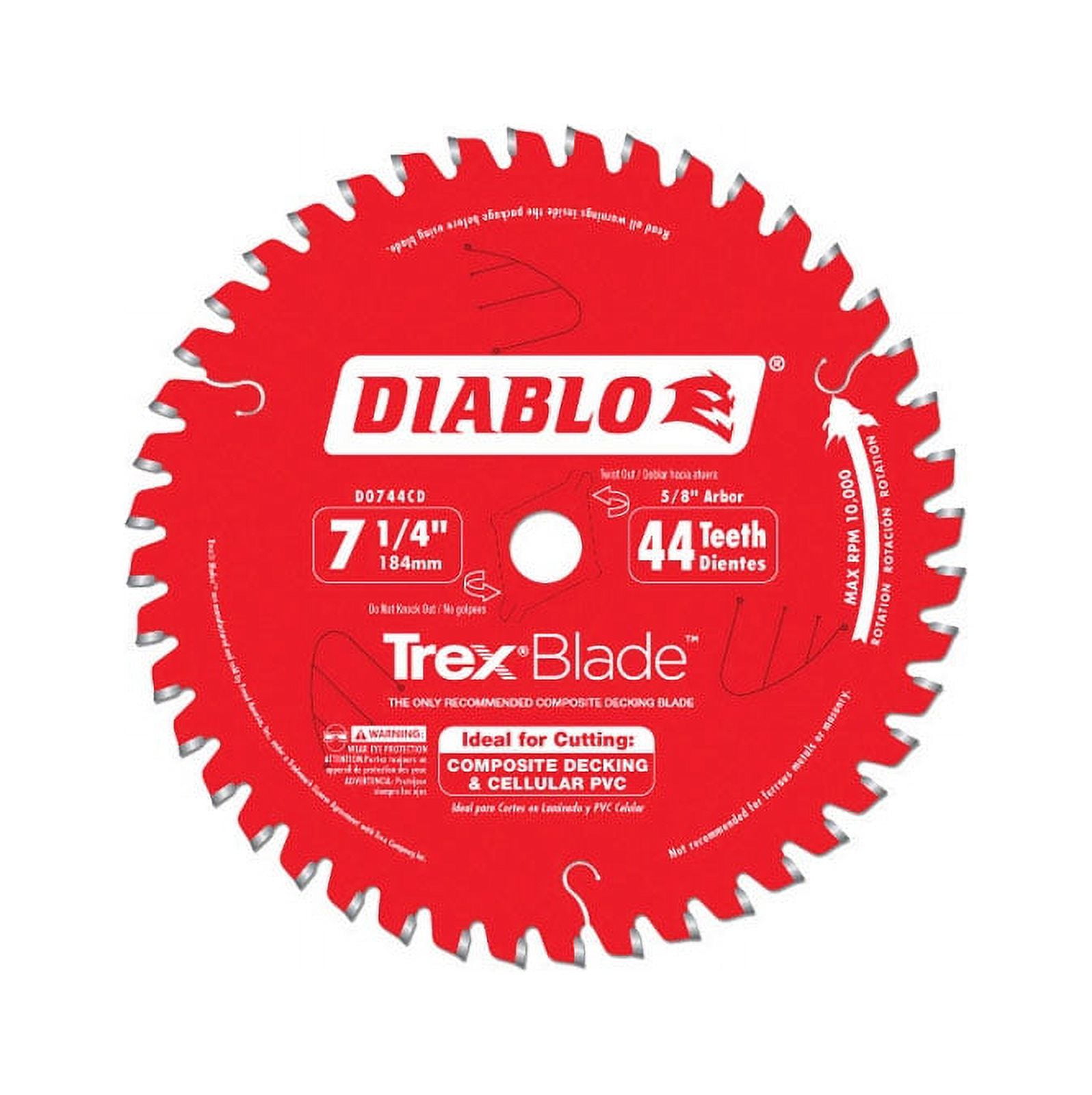 Diablo 7-1/4 in. Dia. x 5/8 in. Carbide Tip Circular Saw Blade 44 teeth 1 pc.