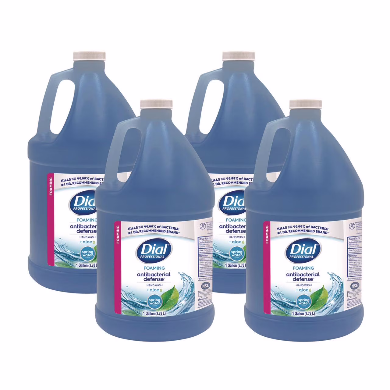 Dial Antibacterial Foaming Hand Wash Refill, Spring Water Scent, 1 gal, 4/Carton