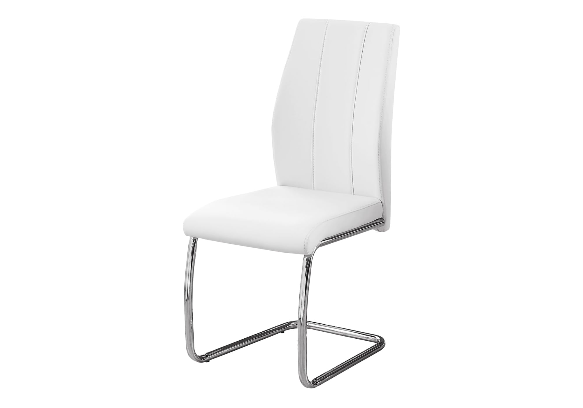 Dining Chair, Set Of 2, Side, Upholstered, Kitchen, Dining Room, Pu Leather Look, Metal, White, Chrome, Contemporary, Modern