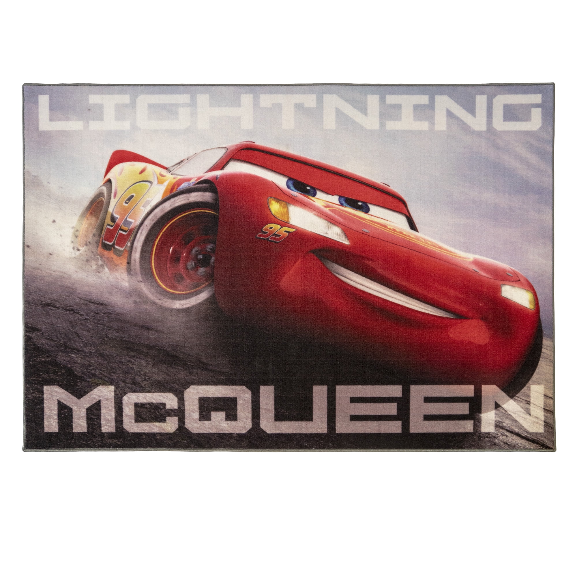 Disney Cars Lightning McQueen Printed Polyester Rug, 4'6"x6'6", Multi-color