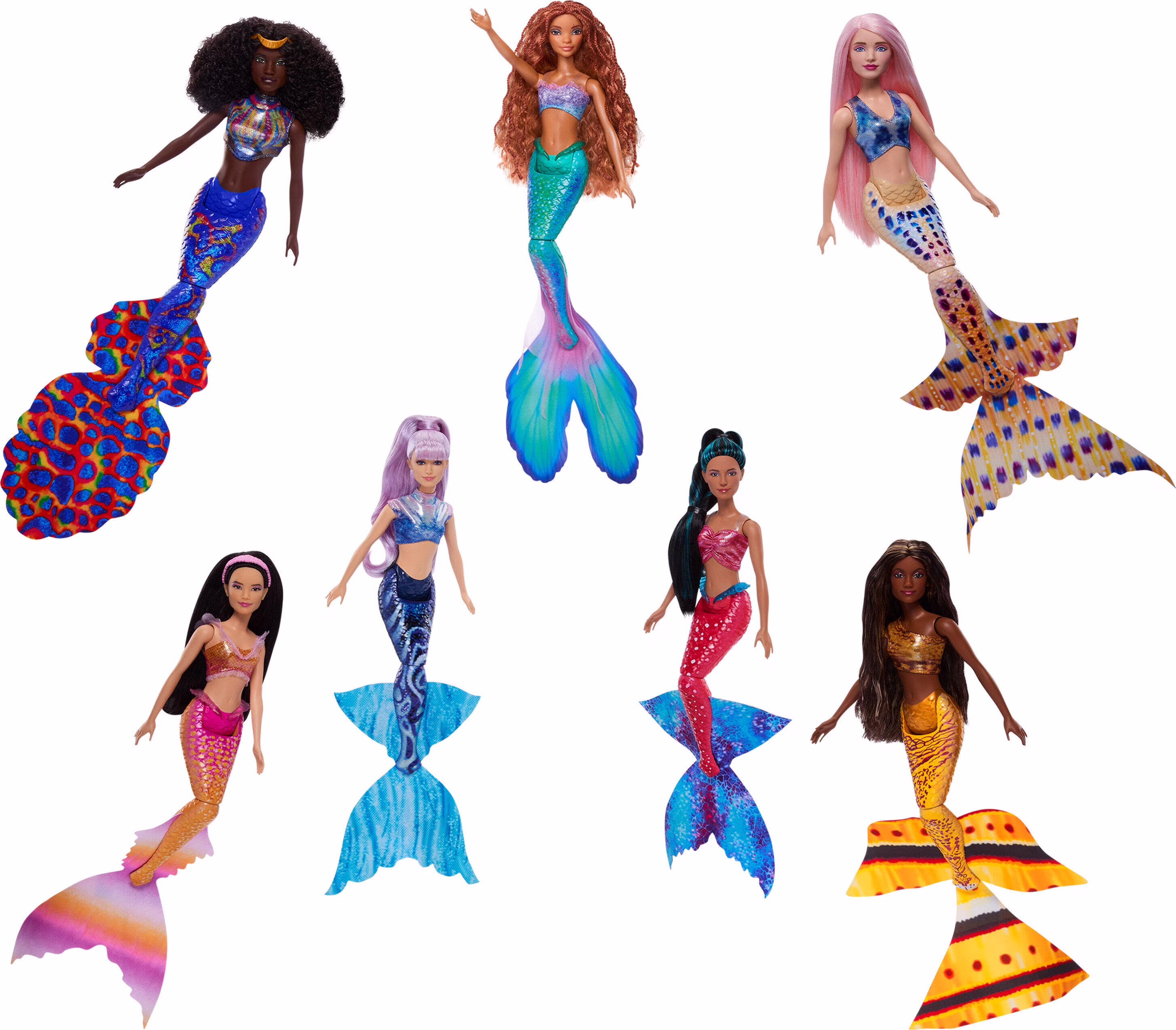 Disney The Little Mermaid Ultimate Ariel Sisters Doll 7-Pack, Set with 7 Fashion Mermaid Dolls
