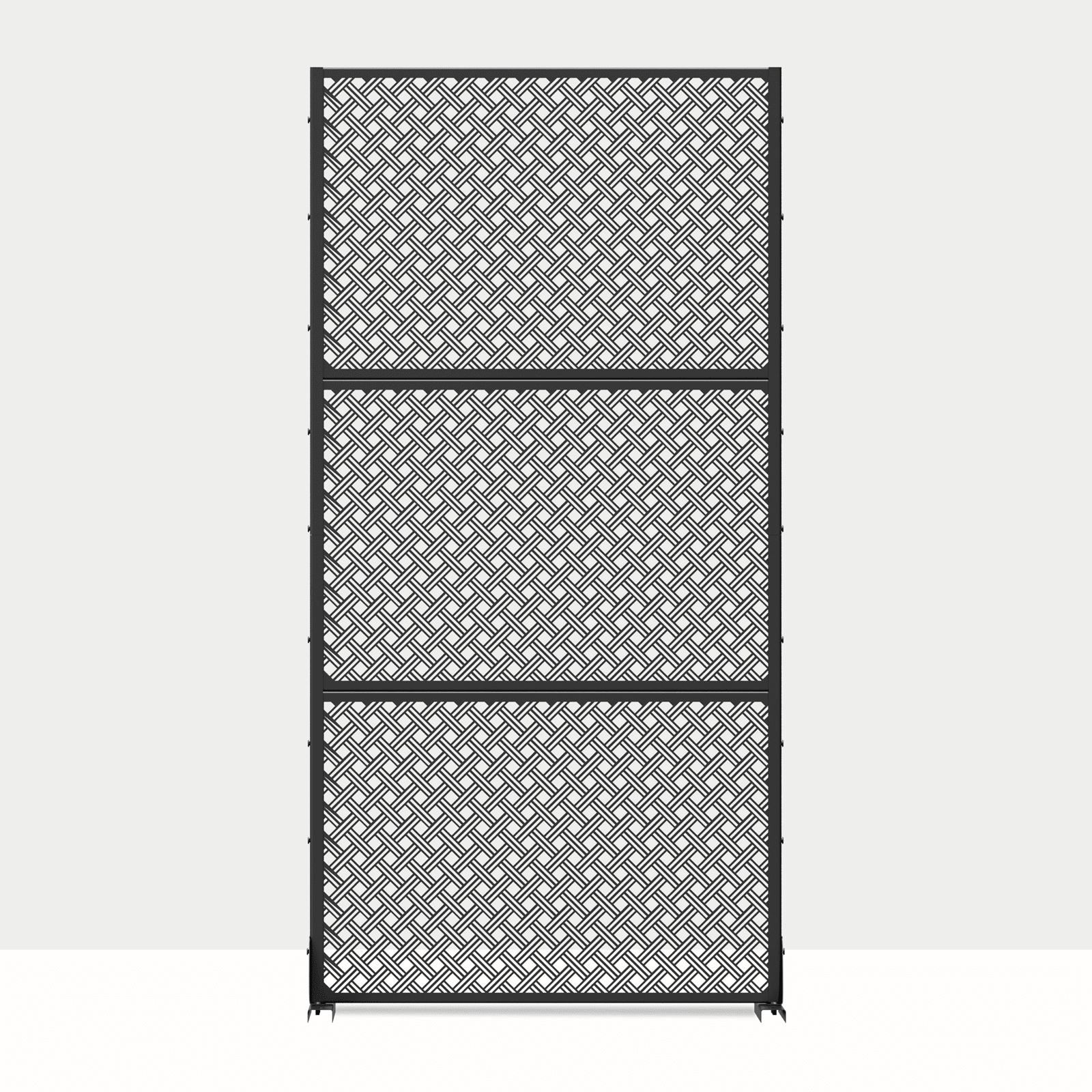 Dovelina 72"x35"x16" Outdoor Privacy Screen with Stand Metal Balcony Decorative Screen,Black