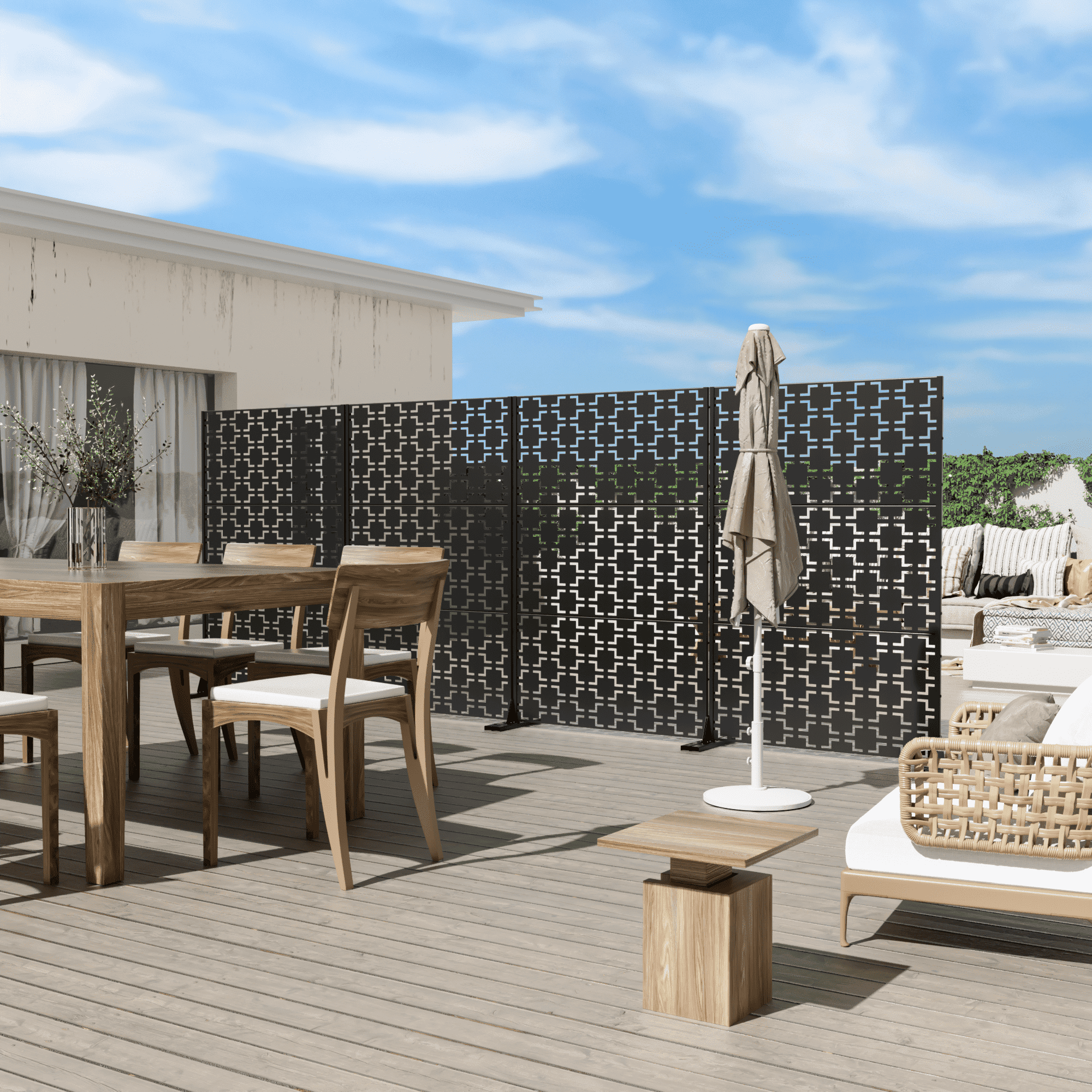 MAYEERTY 72" × 47" Privacy Screen Fence, Heavy Duty Fence Privacy Screen Outdoor, Black