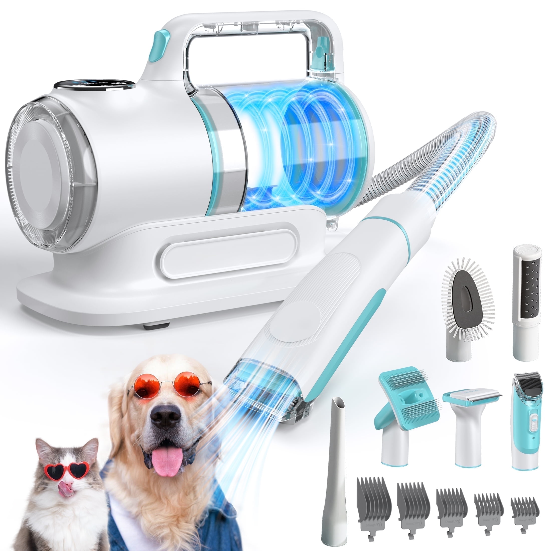 SIMWAL Professional 6-in-1 Dog Grooming Vacuum Kit - 11000PA High Suction & 1.5L Large Capacity | 99% Hair Removal with Complete Grooming Tools | High Suction Pet Vacuum for Professional Grooming