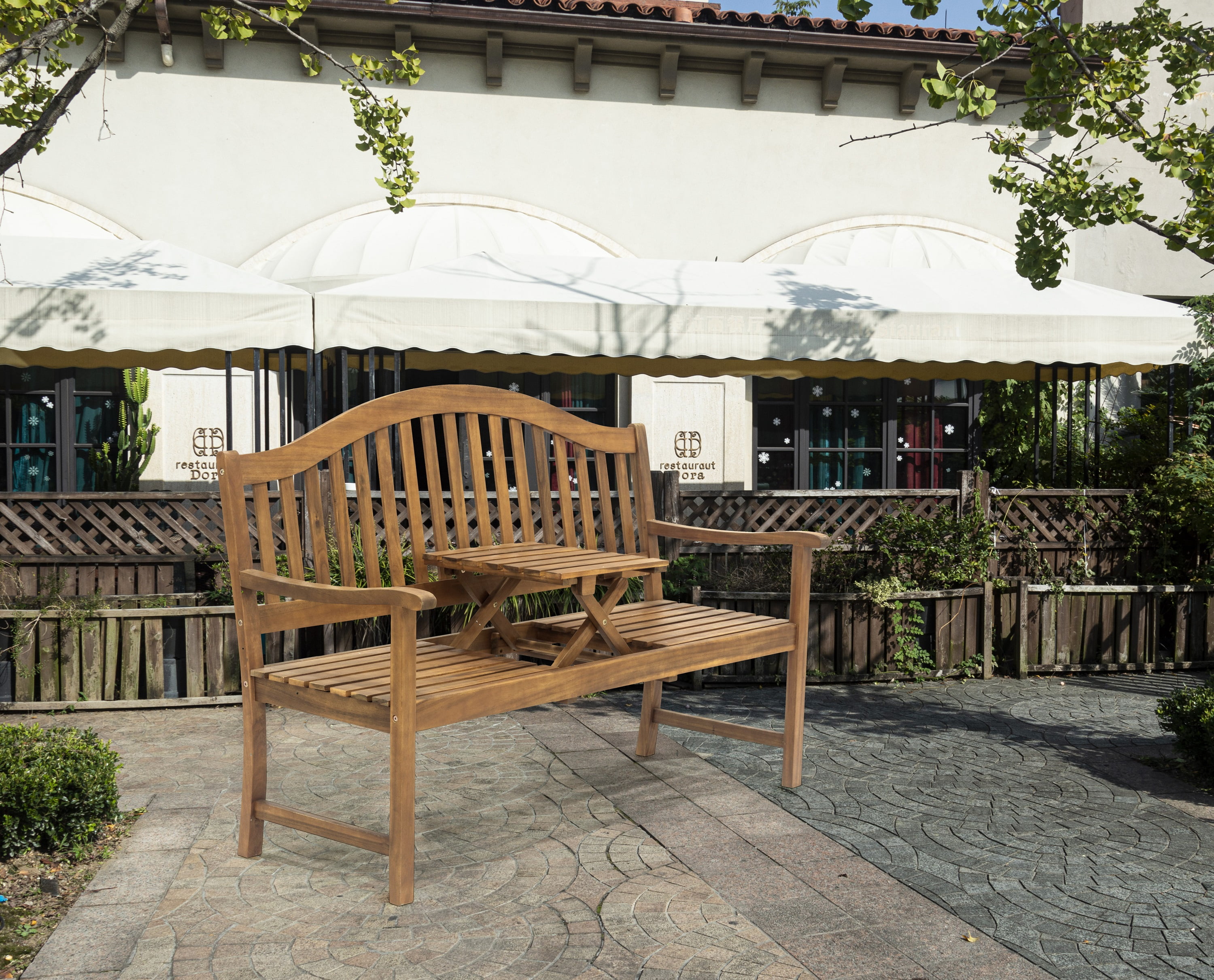 Donglin Outdoor Durable Solid Acacia FSC Wood Frame Bench - Brown