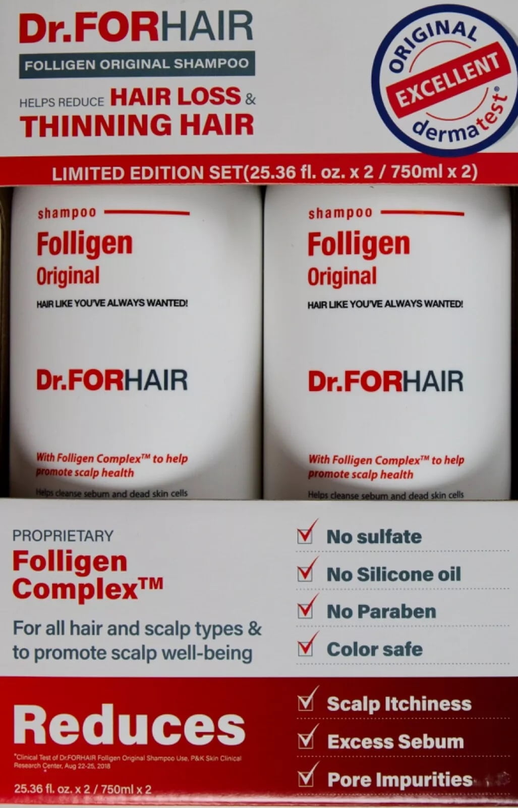 Dr. FORHAIR Folligen Original Shampoo, 25.36 Fluid Ounce (Pack of 2)