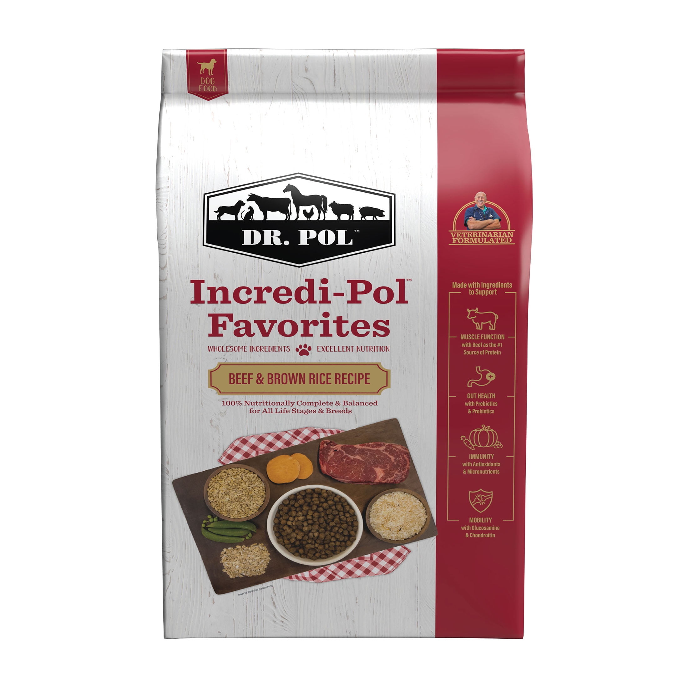 Dr. Pol Incredi-Pol Favorites Beef and Brown Rice Recipe Dog Food, 24lb