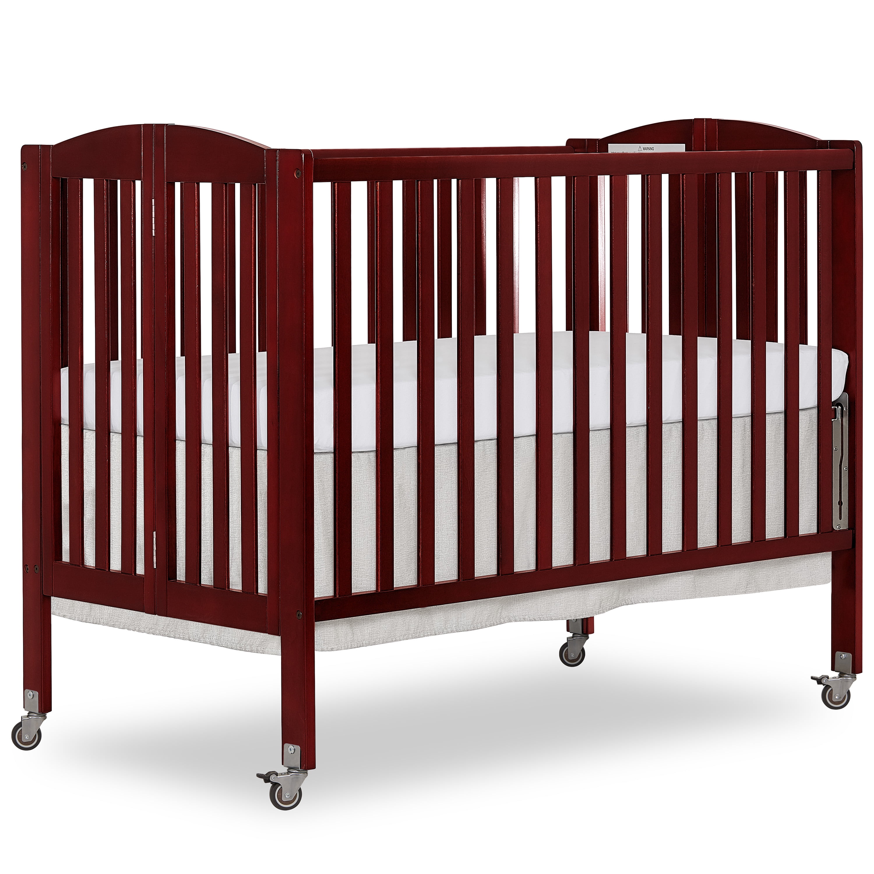 Dream On Me Full Size 2-in-1 Folding Stationary Side Crib, Locking Wheels, Cherry