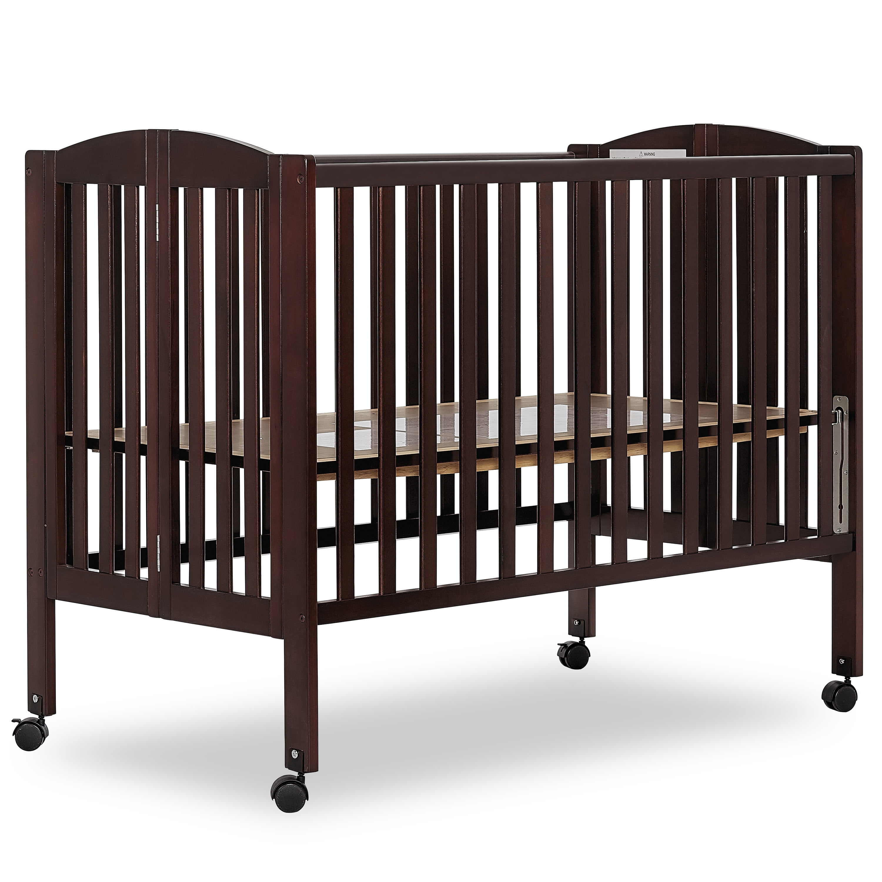 Dream On Me Full Size 2-in-1 Folding Stationary Side Crib, Locking Wheels, Espresso