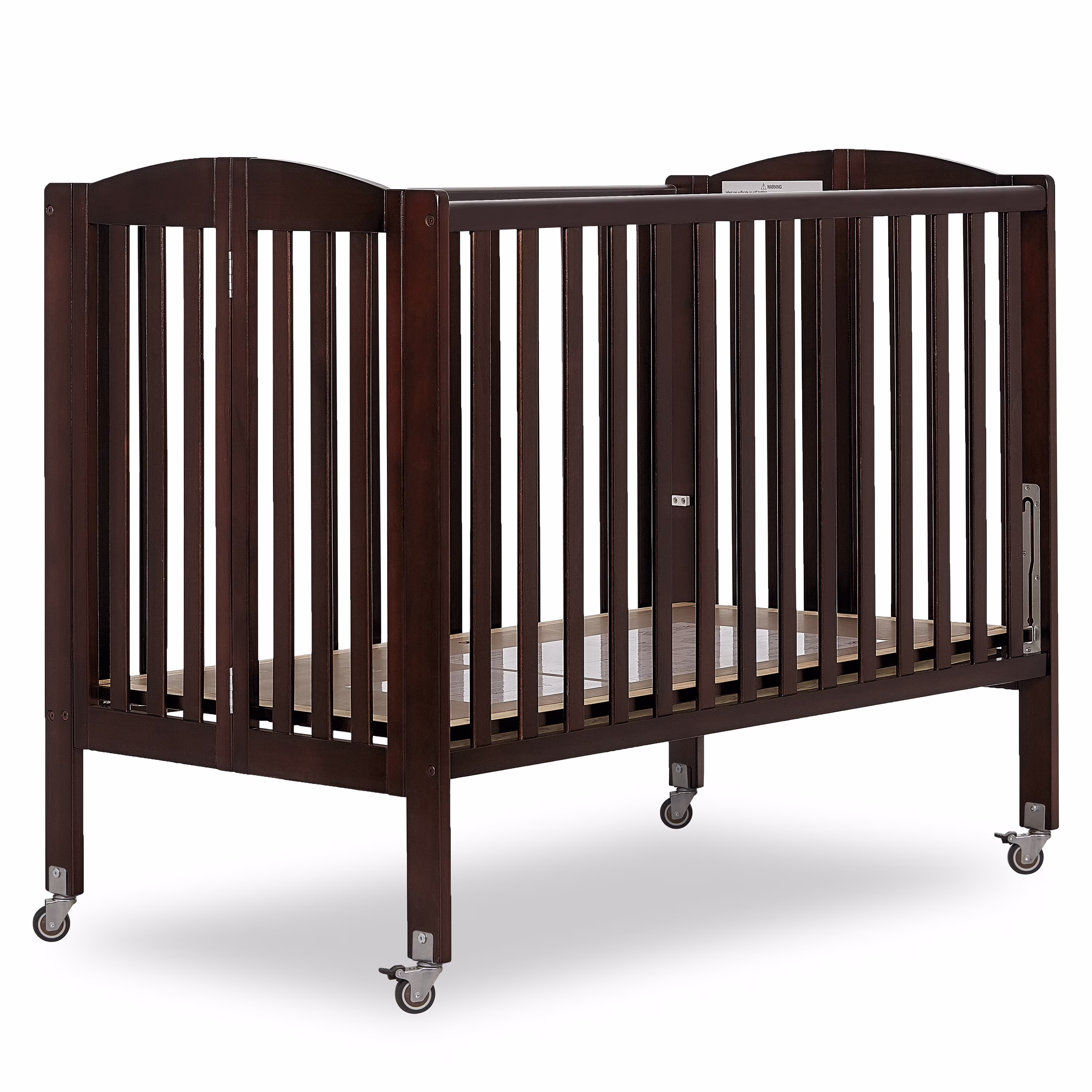 Dream On Me Full Size 2-in-1 Folding Stationary Side Crib, Locking Wheels, Espresso