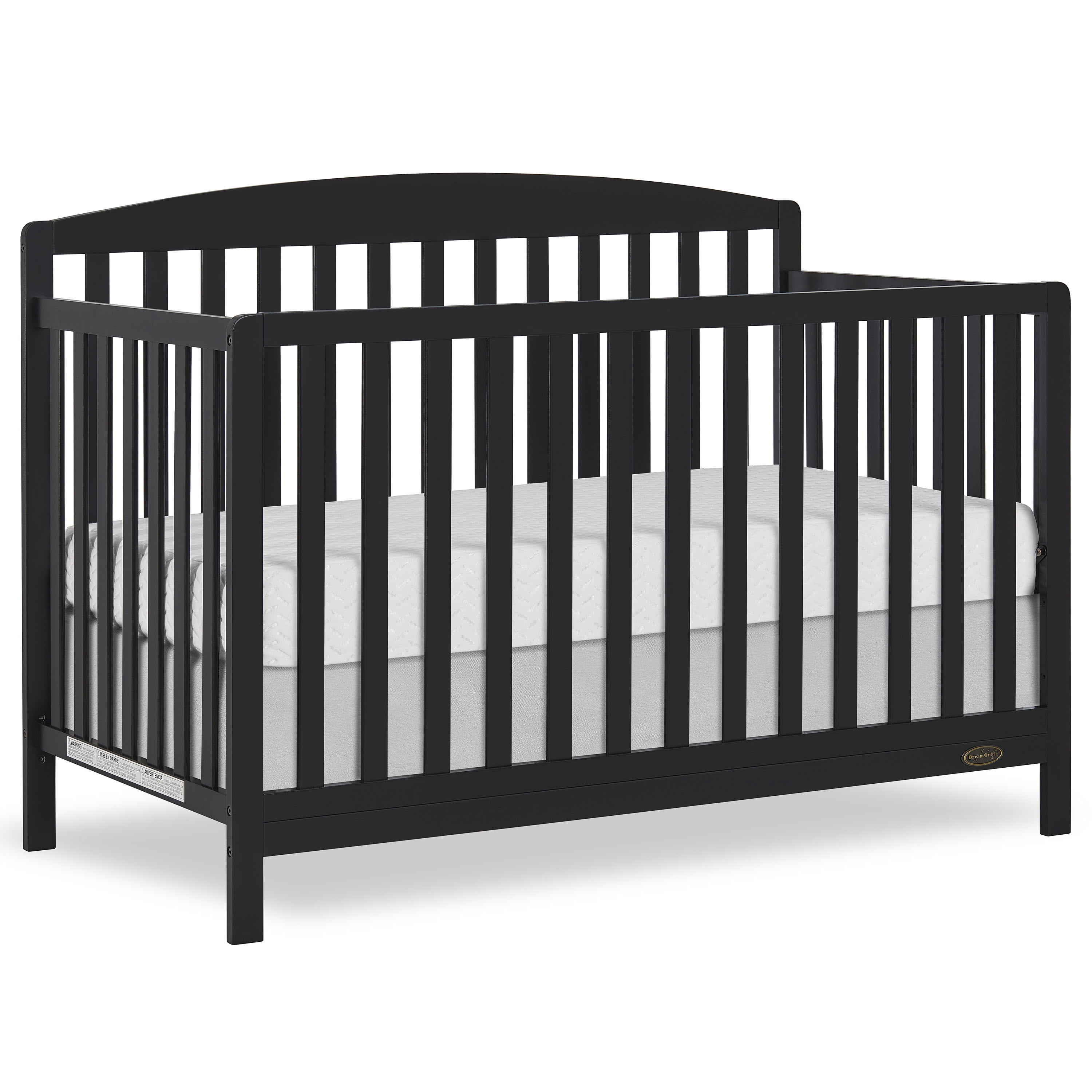 Dream On Me Odelle 5-in-1 Convertible Crib, Converts from Baby Crib to Toddler Bed, Day Bed, Kids Bed and Full Size Bed, Three Adjustable Mattress Height Positions, Matt Black