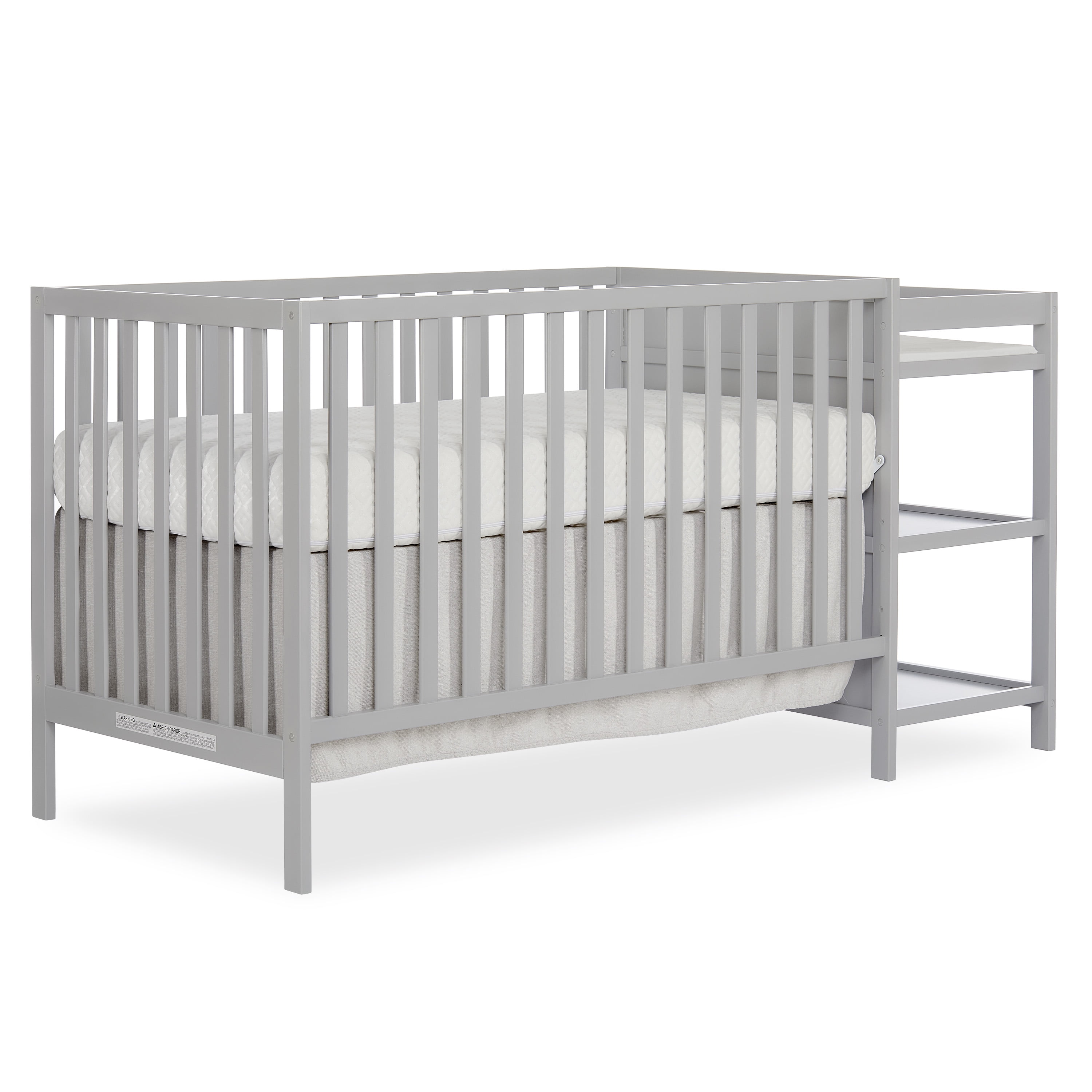 Dream On Me Synergy Convertible Baby Crib and Changer in Pebble Grey with Detachable Changing Table