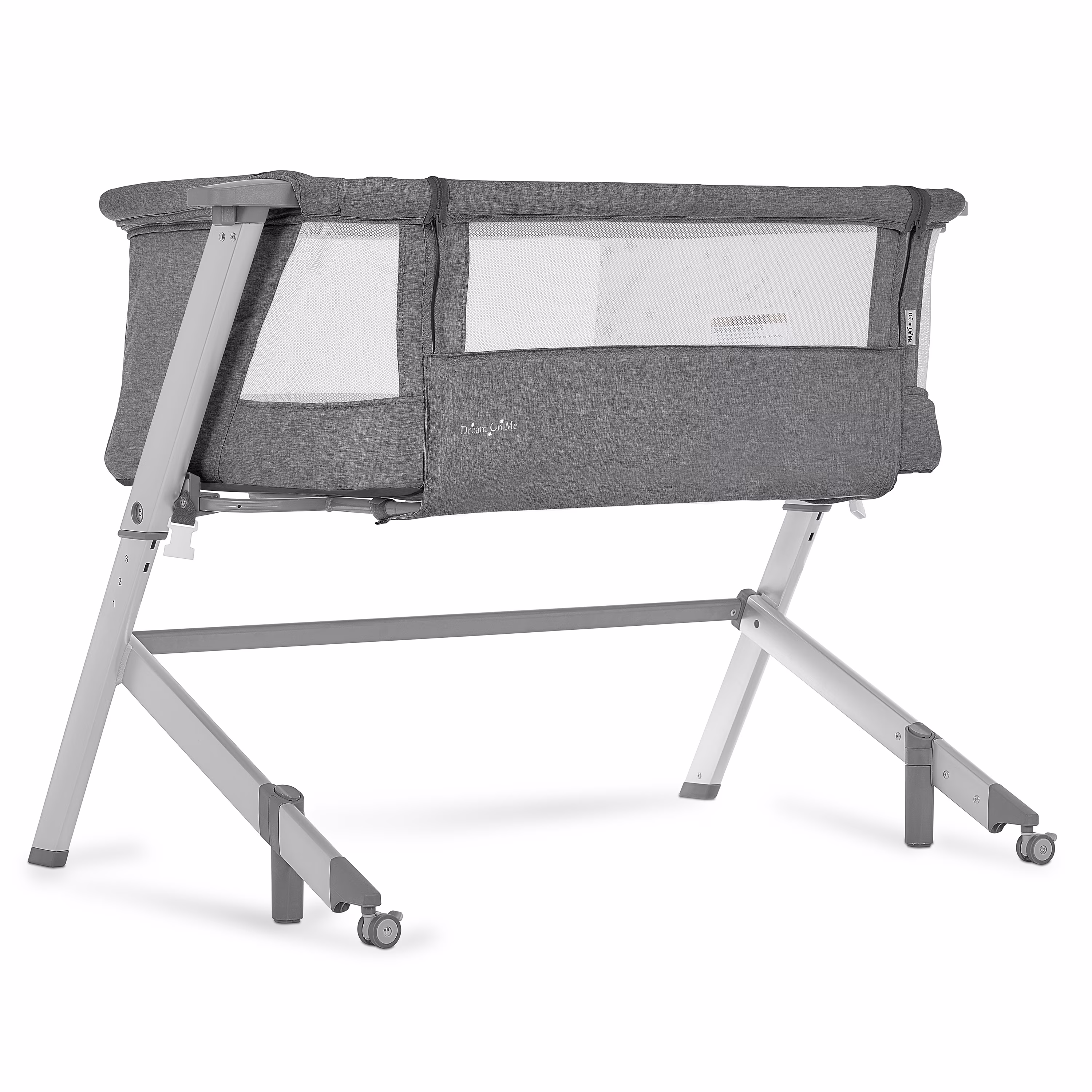 Dream On Me Skylar Bassinet and Bedside Sleeper, JPMA Certified, Easy to Fold & Carry, Grey