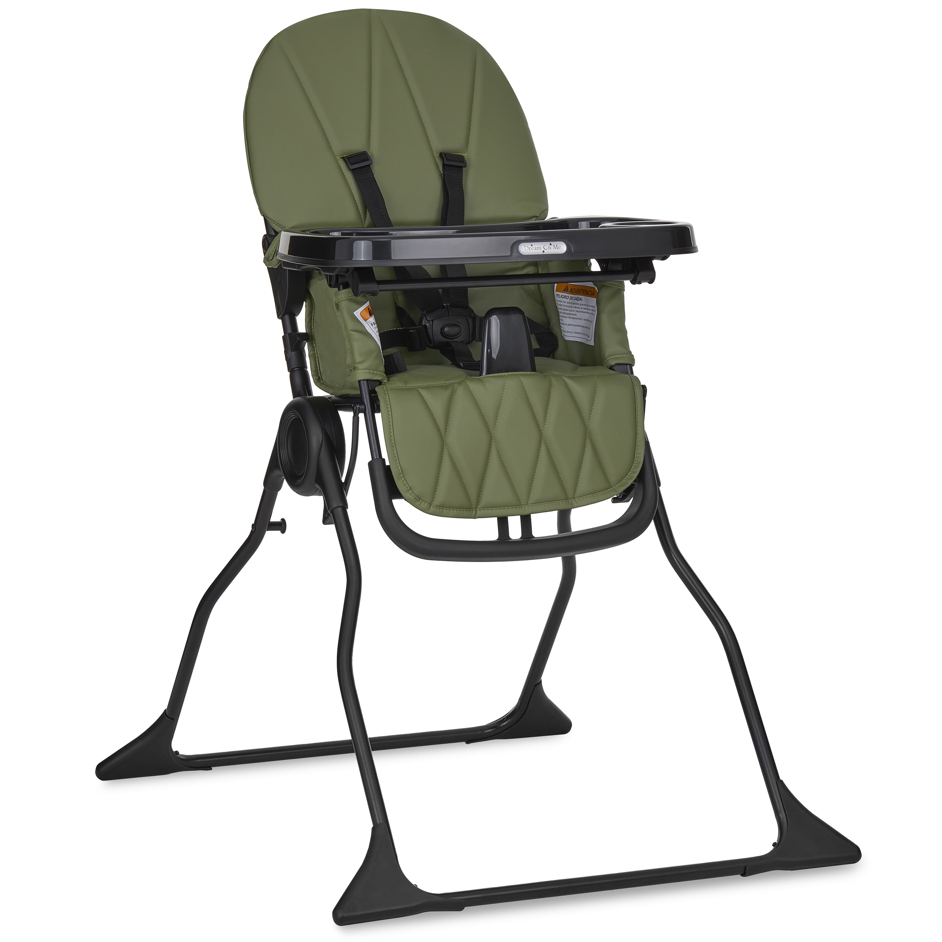 Dream On Me Snack and Stow Baby high Chair, Easy to fold and Store Travel high Chair, Removable and Three Position Adjustable Tray Portable high Chair, Olive
