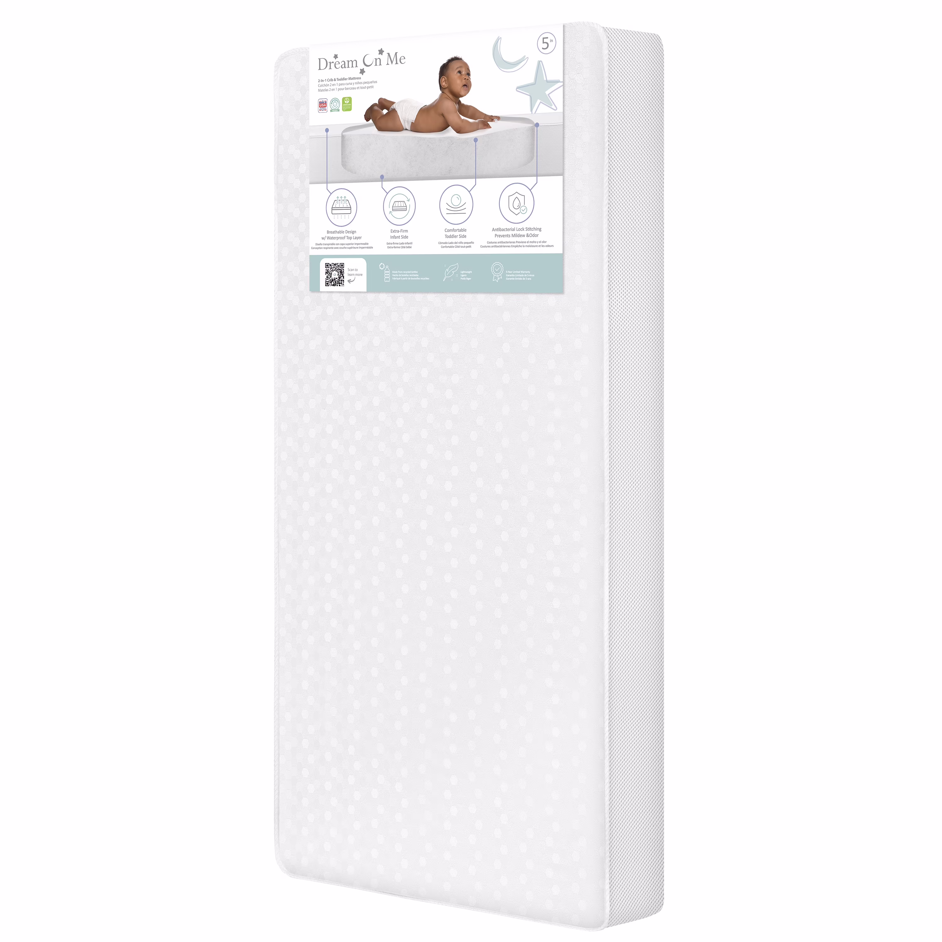 Dream on Me Breathable Orthopedic Firm Crib & Toddler Foam Mattress
