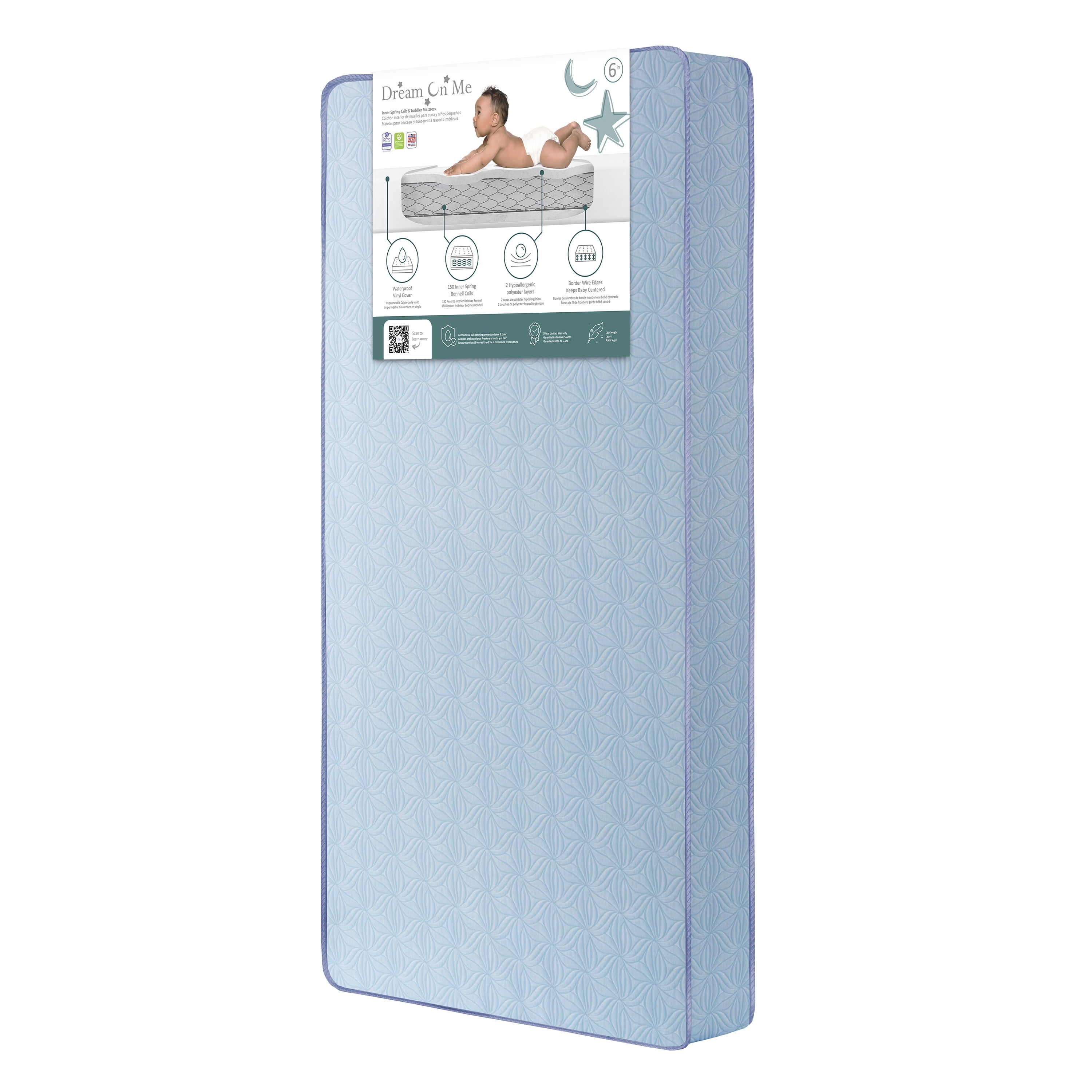 Dream on Me Moonlight 130 Coil Crib & Toddler Innerspring Mattress