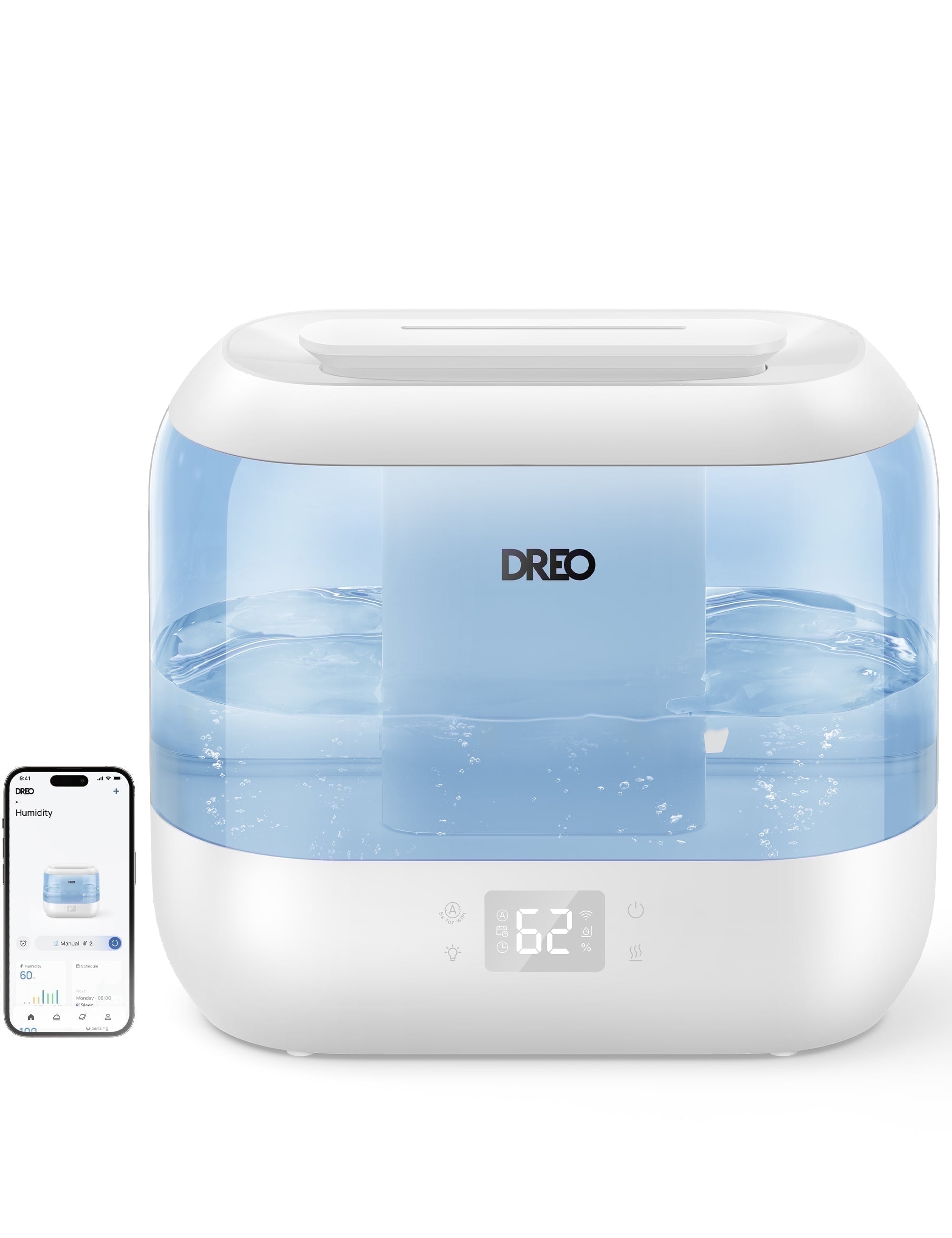 Dreo Smart Humidifier for Room, 4L Top Fill Cool Mist Humidifier,Touch/APP/Voice Control,40H Runtime, Essential Oil Diffuser with Nightlight,Air Humidifiers for Home, Baby Bedroom, Blue