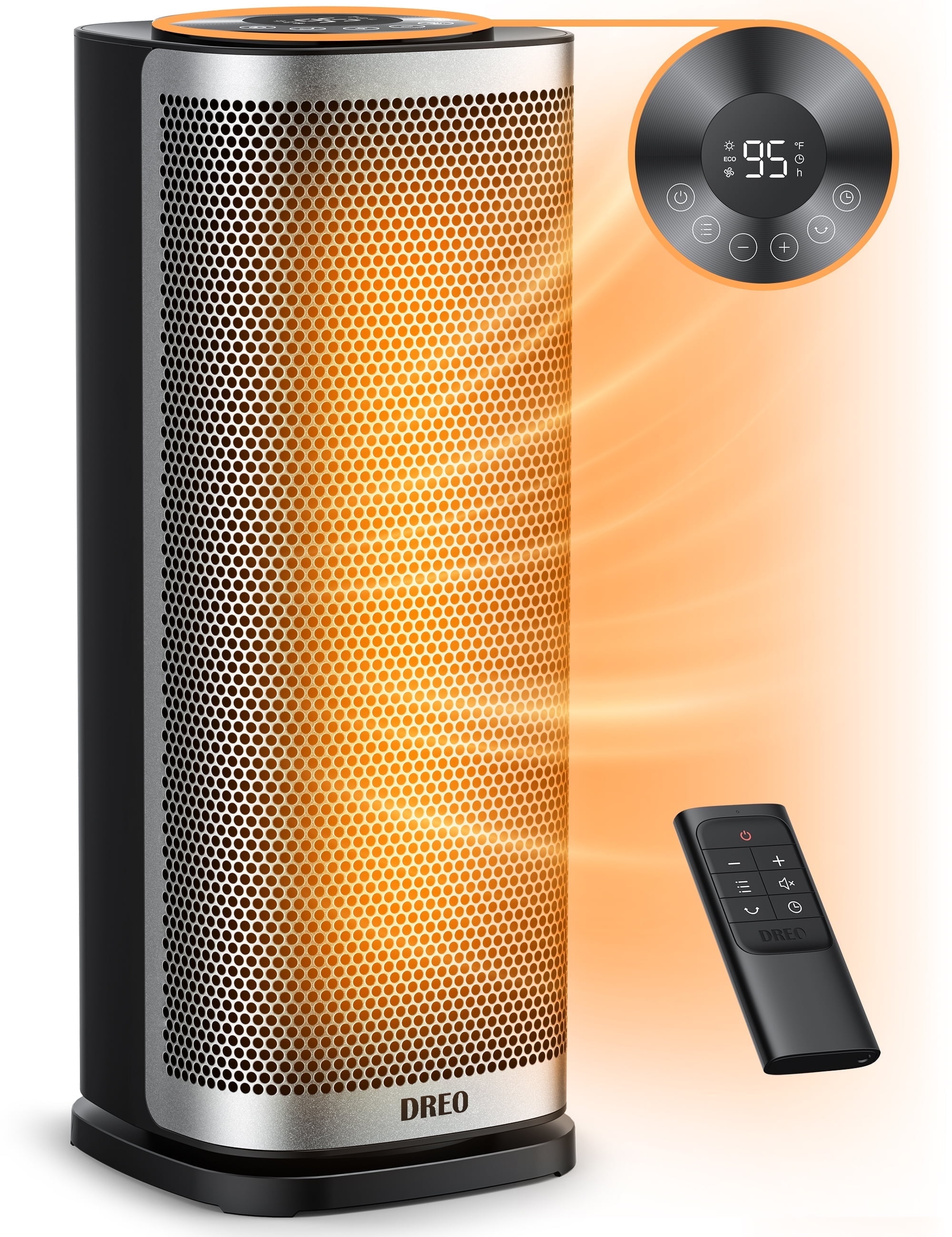 Dreo Space Heater for Home, 70° Oscillating with Tip-over & Overheat Protection, Electric Heater 1500W with Remote, 1-12H Timer, Quiet Heaters for Inside