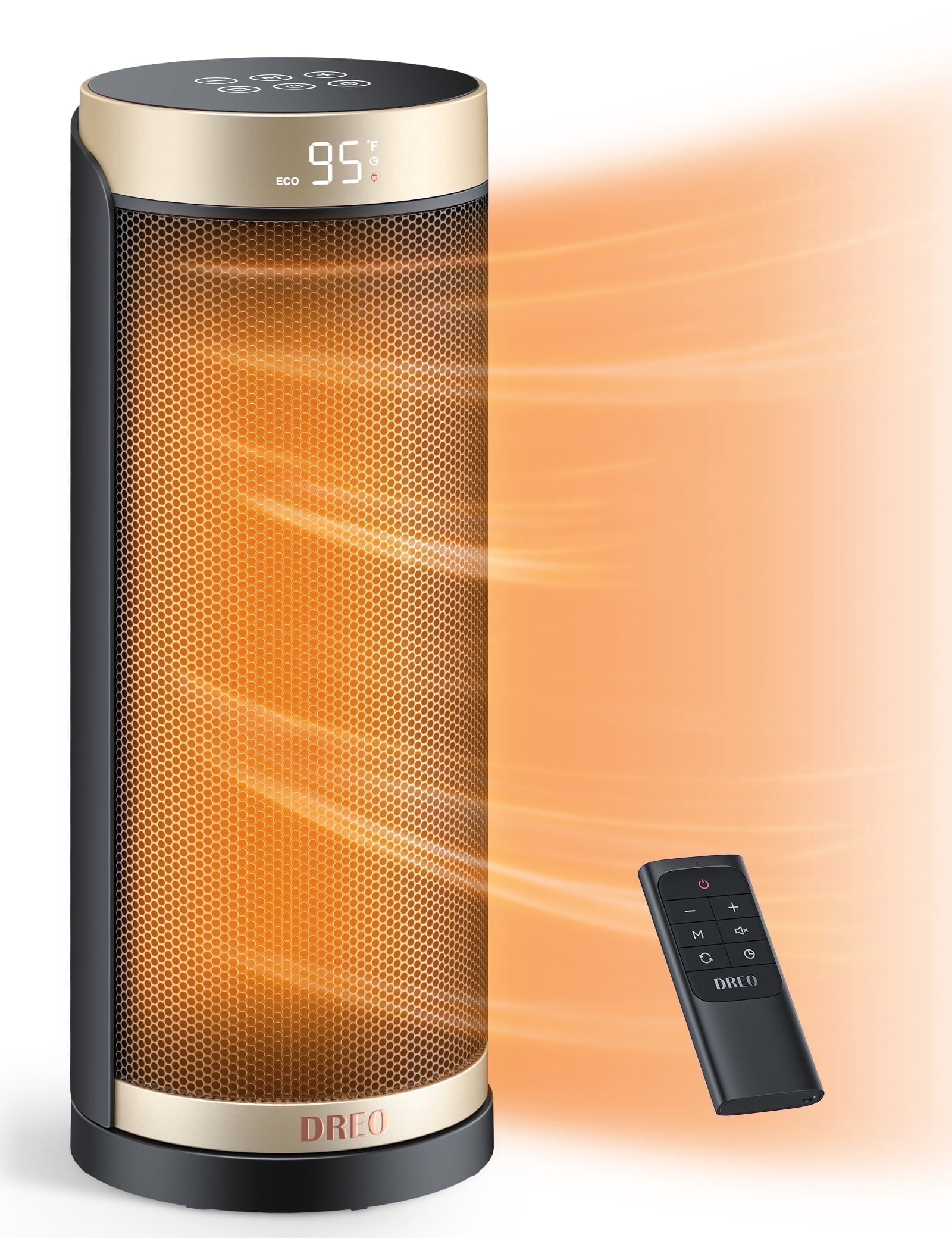 Dreo Space Heater, 1500W PTC Ceramic Heaters for Indoor Use with Remote, 70° Oscillation, 1-12H Timer, Electric Heaters with Thermostat, Fast and Safe Portable Heater for Office, Bedroom, Large Room