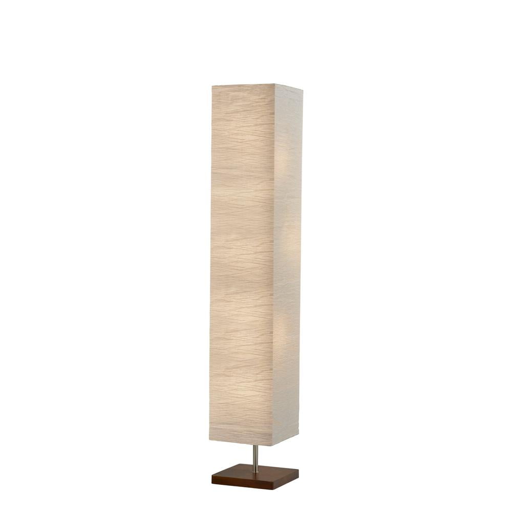 Dune Floorchiere Floor Lamp with Walnt Base and White Crinkle Paper Shade