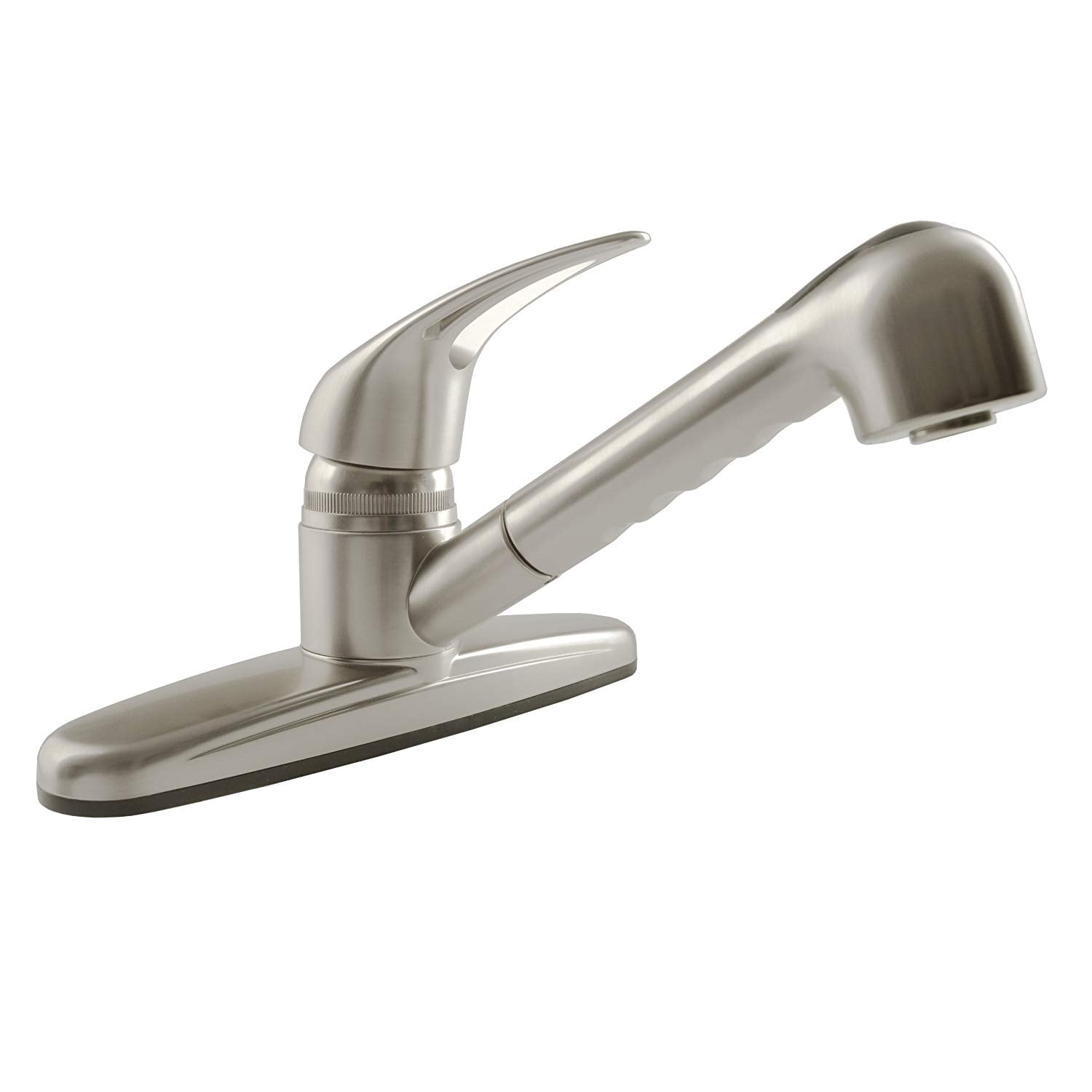 Dura Faucet DF-PK100-SN RV Non-Metallic Pull-Out Kitchen Sink Faucet - Single Handle (Brushed Satin Nickel)