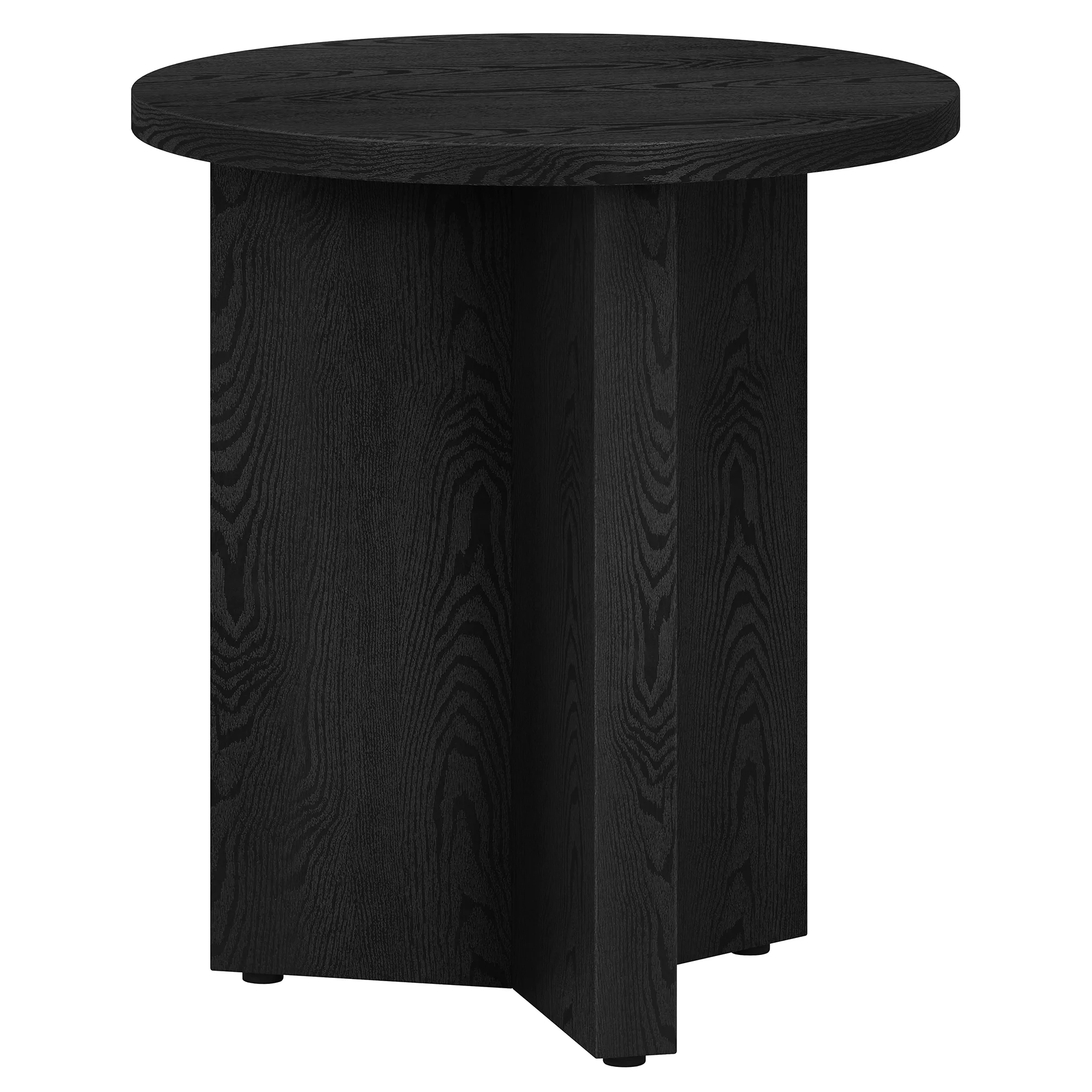 Evelyn&Zoe Anders 20" Wide Round Side Table, Black Grain