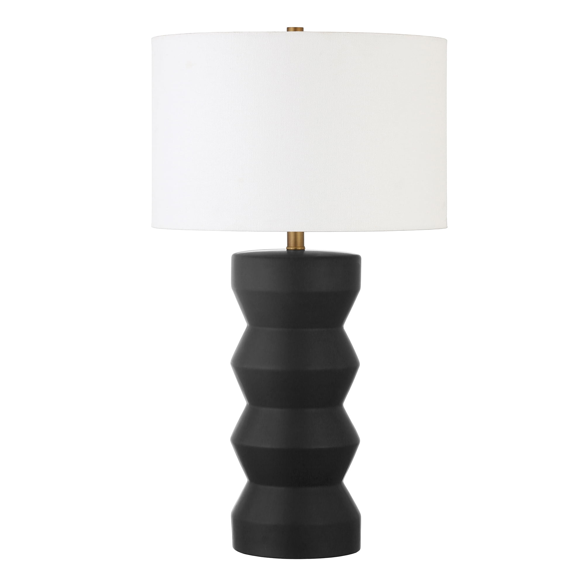Evelyn&Zoe Carlin 27" Tall Ceramic Table Lamp with Fabric Shade in Matte Black/White