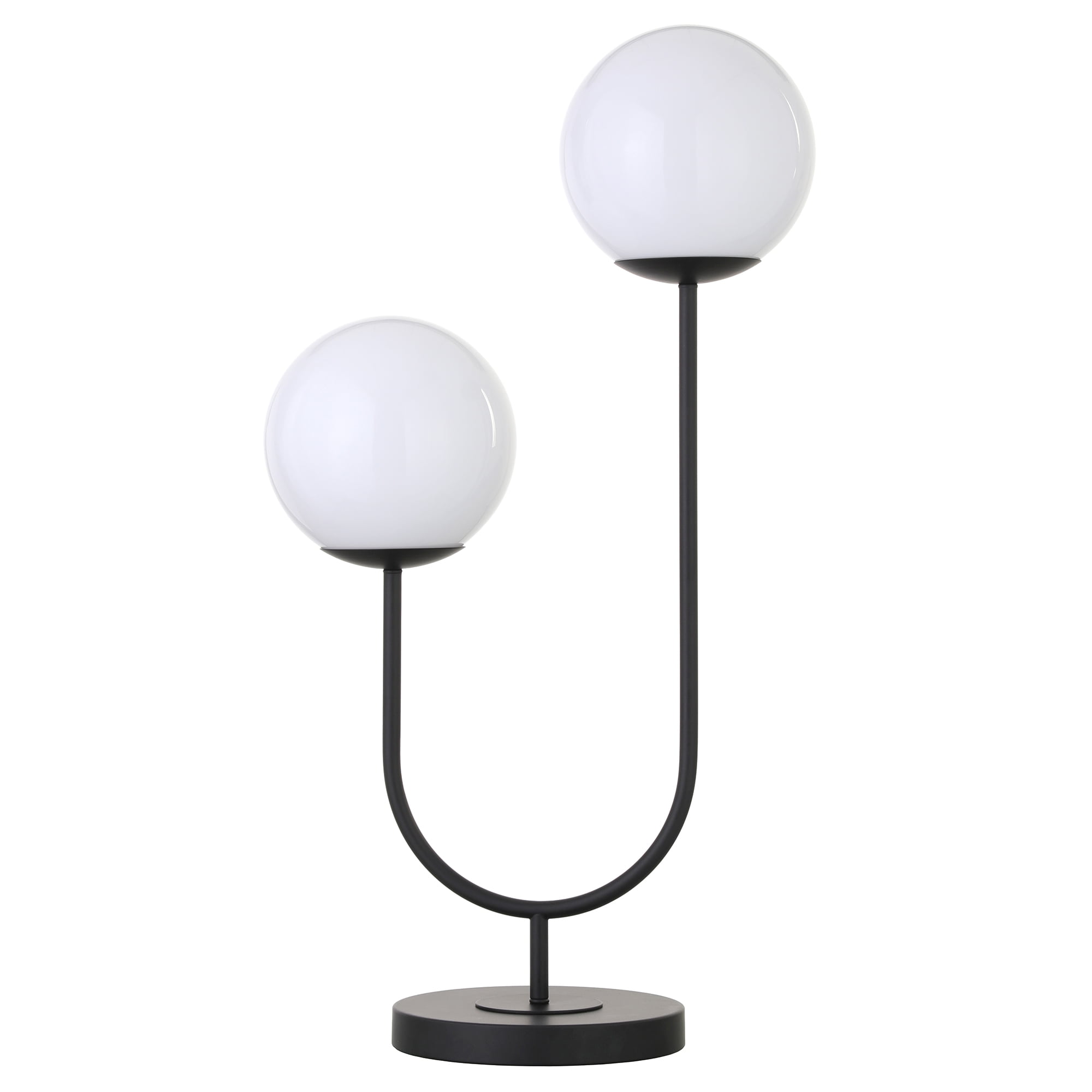 Evelyn&Zoe Dufrene 2-Light Table Lamp with Glass Shades, Blackened Bronze/White Milk
