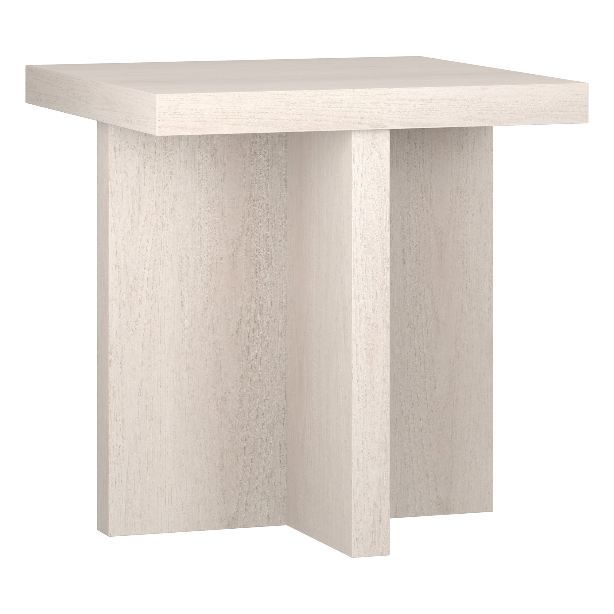 Evelyn&Zoe Elna Indoor Scandinavian Adjustable Fiberboard Square End Table, Alder White