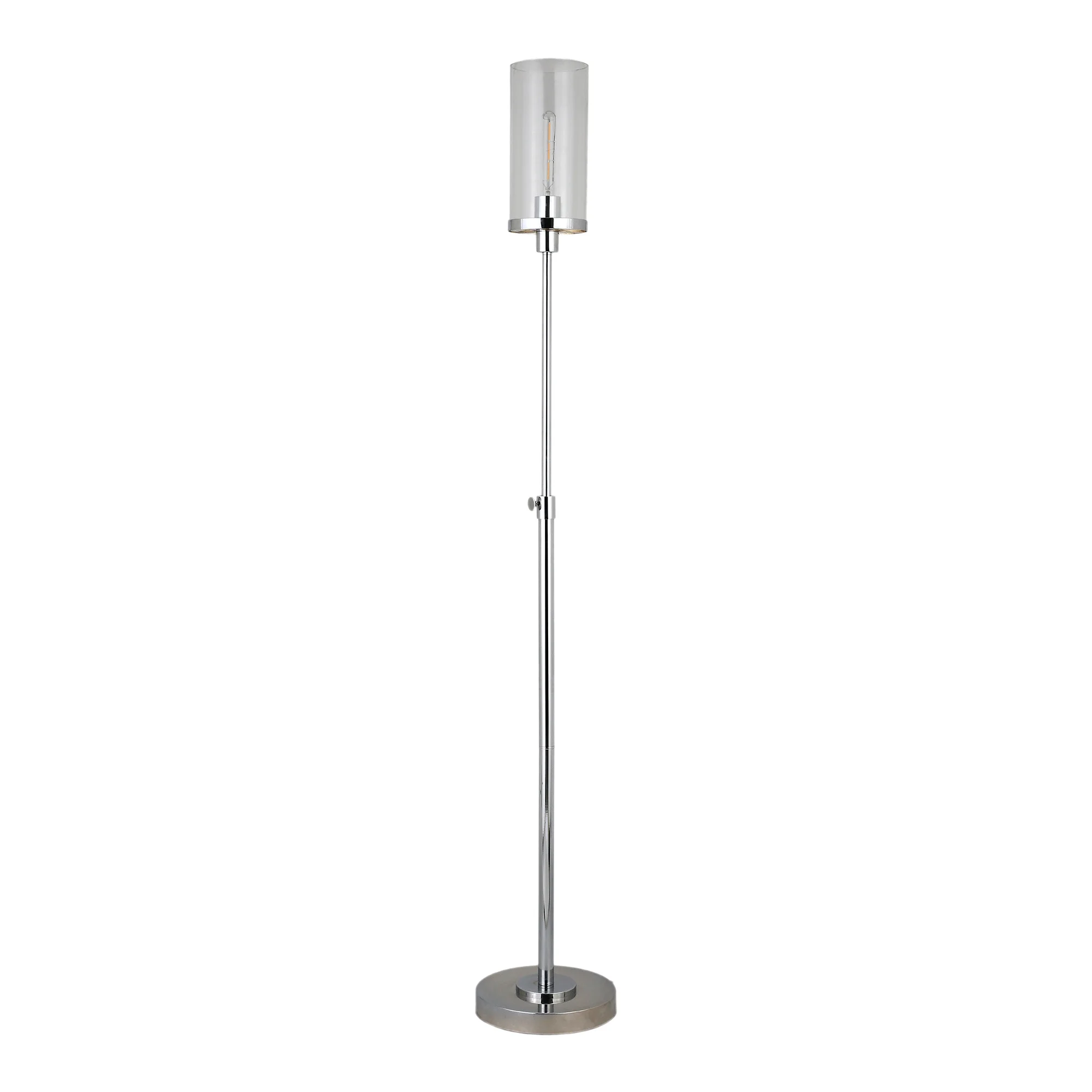 Evelyn&Zoe Frieda 66" Tall Floor Lamp with Glass Shade, Polished Nickel/Clear