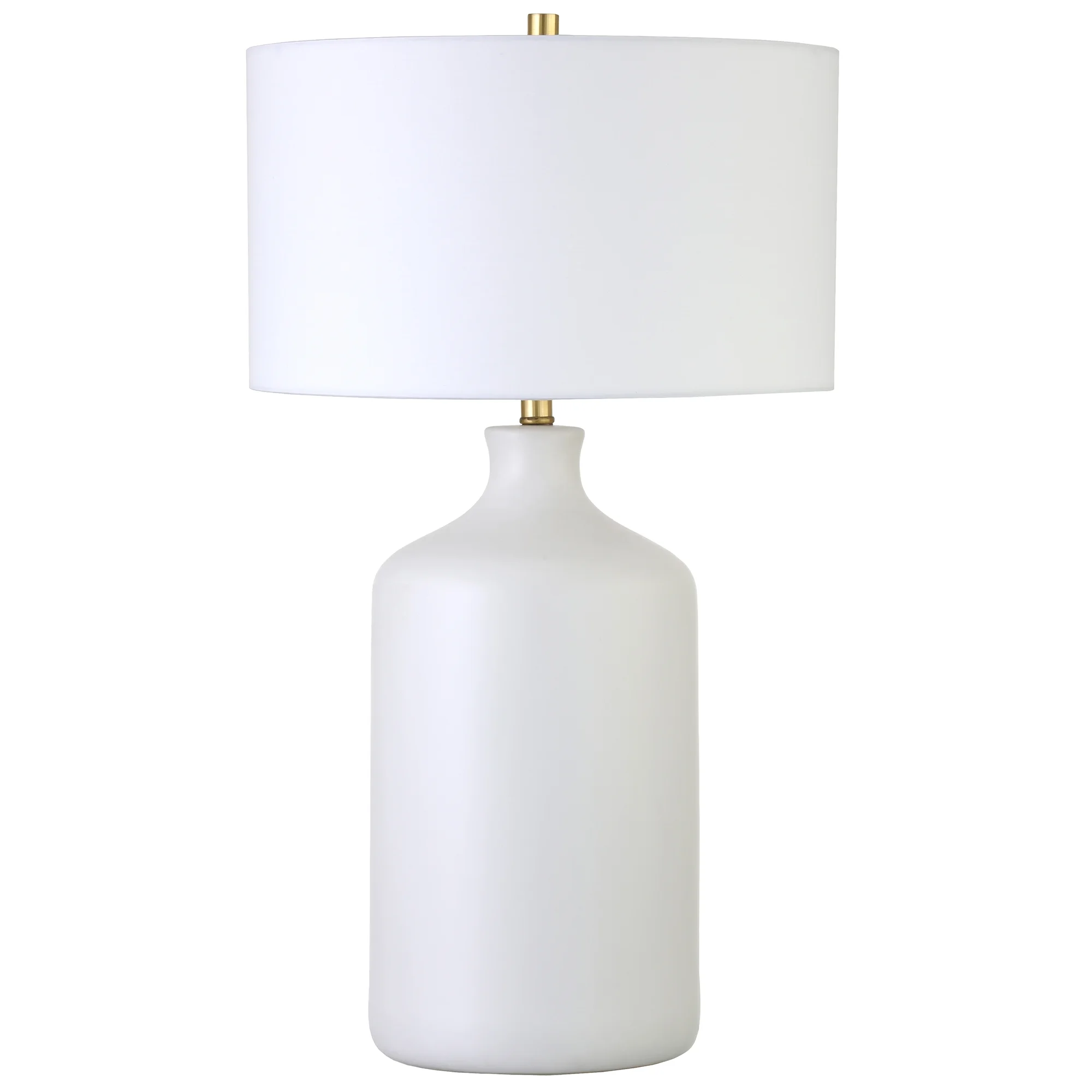 Evelyn&Zoe Sloane 29" Transitional Ceramic Table Lamp with White Drum Fabric Shade