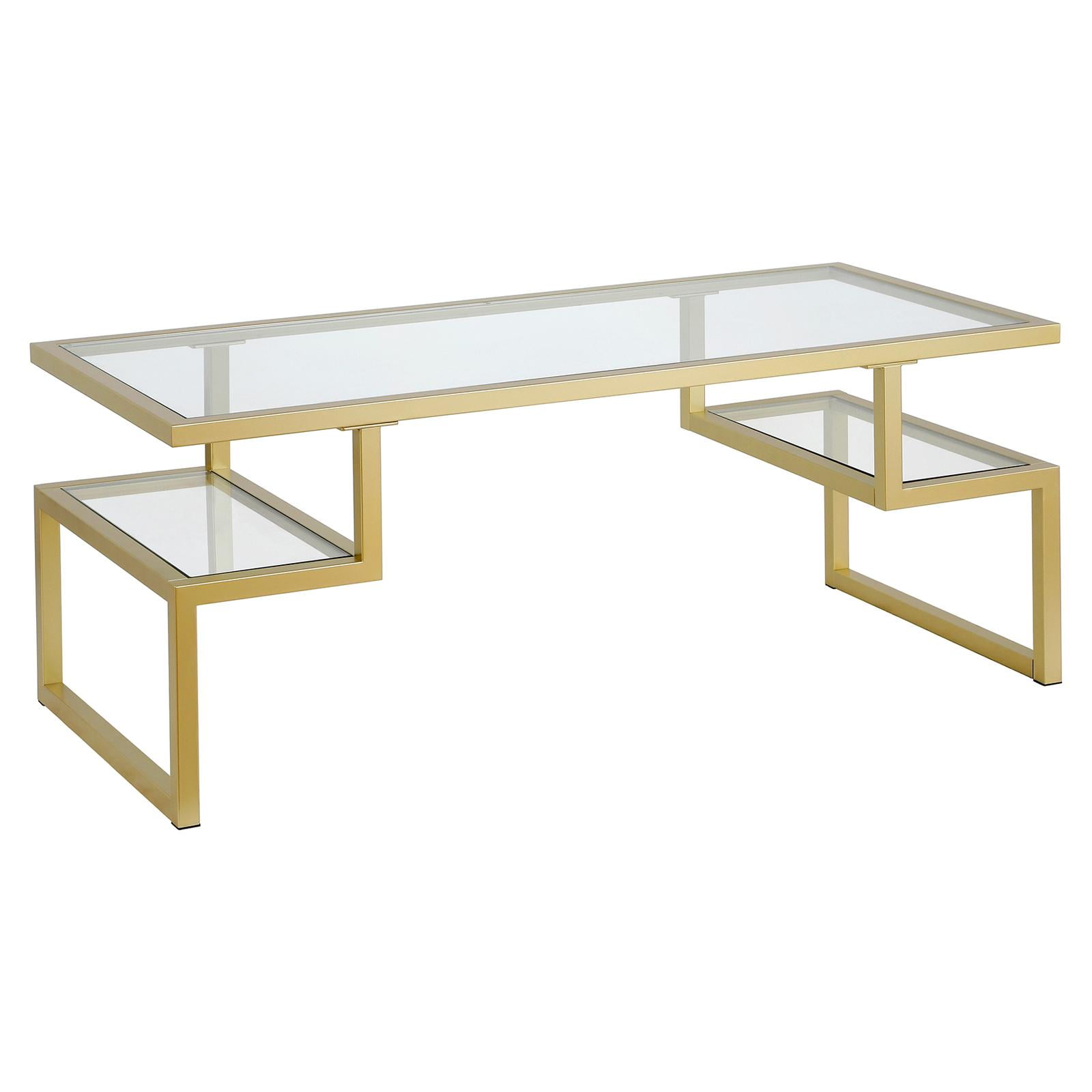 Evelyn&Zoe Zander 45" Wide Rectangular Coffee Table, Brass