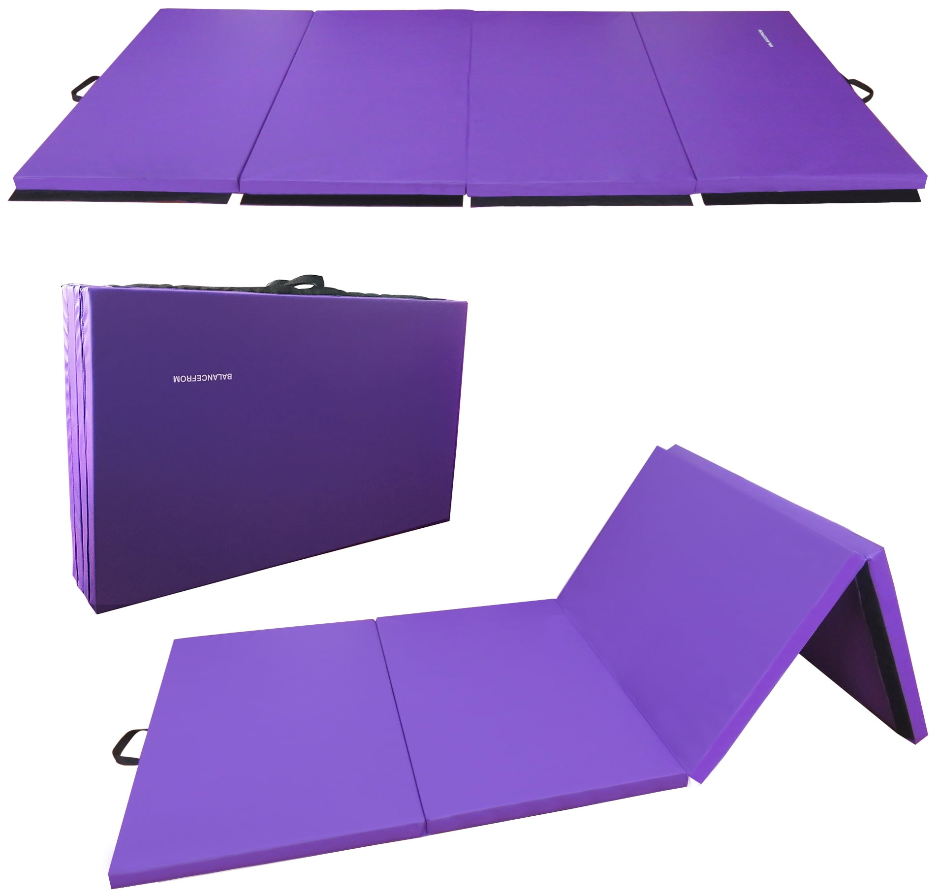 Everyday Essentials GoGym All-Purpose 4 Ft. x 10 Ft. x 2 In. Extra Thick High Density Anti-Tear Gymnastics Flooring Gym Folding Exercise Aerobics Mats