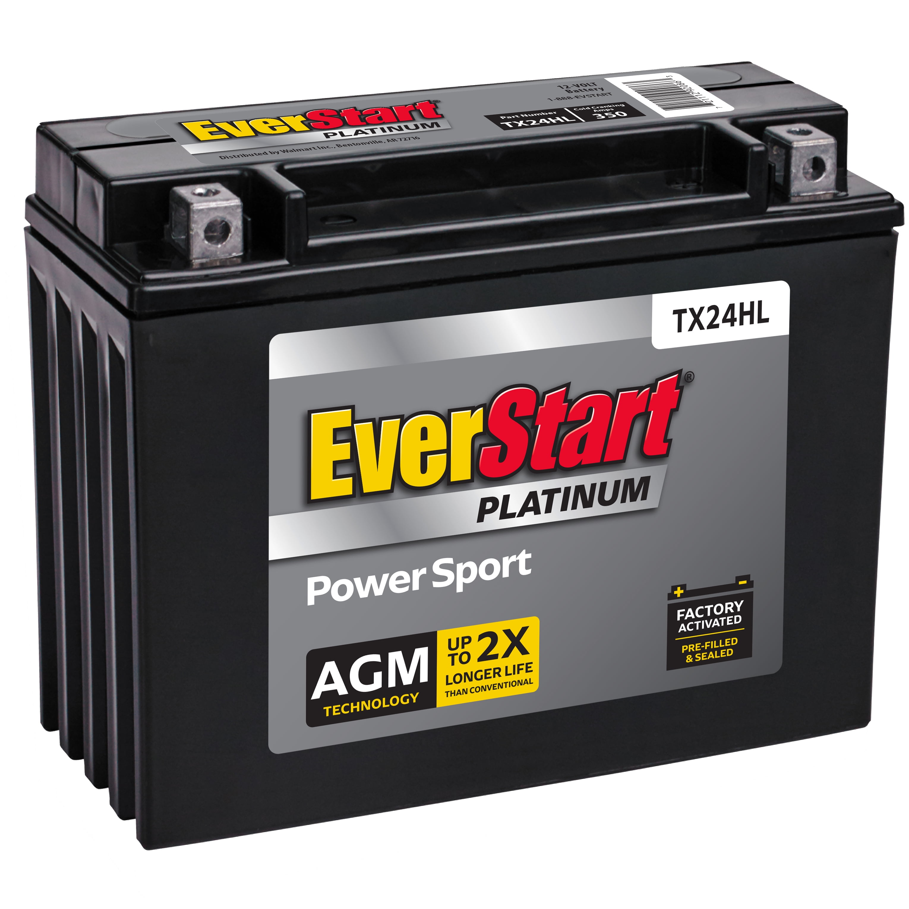 EverStart Platinum BOXED AGM Power Sport Battery, Group Size TX24HL 12 Volt, 350 CCA