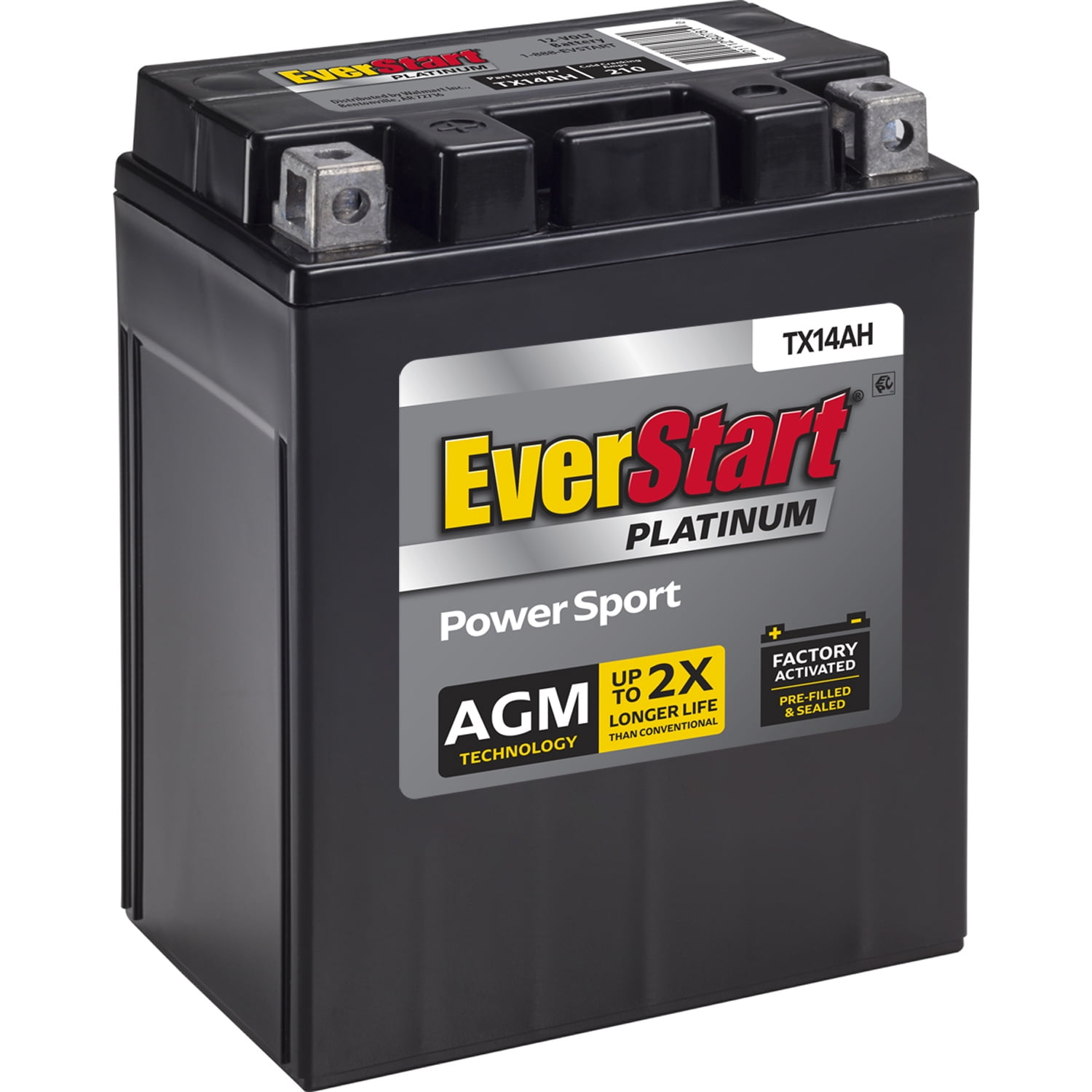 EverStart Platinum AGM PowerSport Battery, Group Size TX14AH 12 Volt, 220 CCA