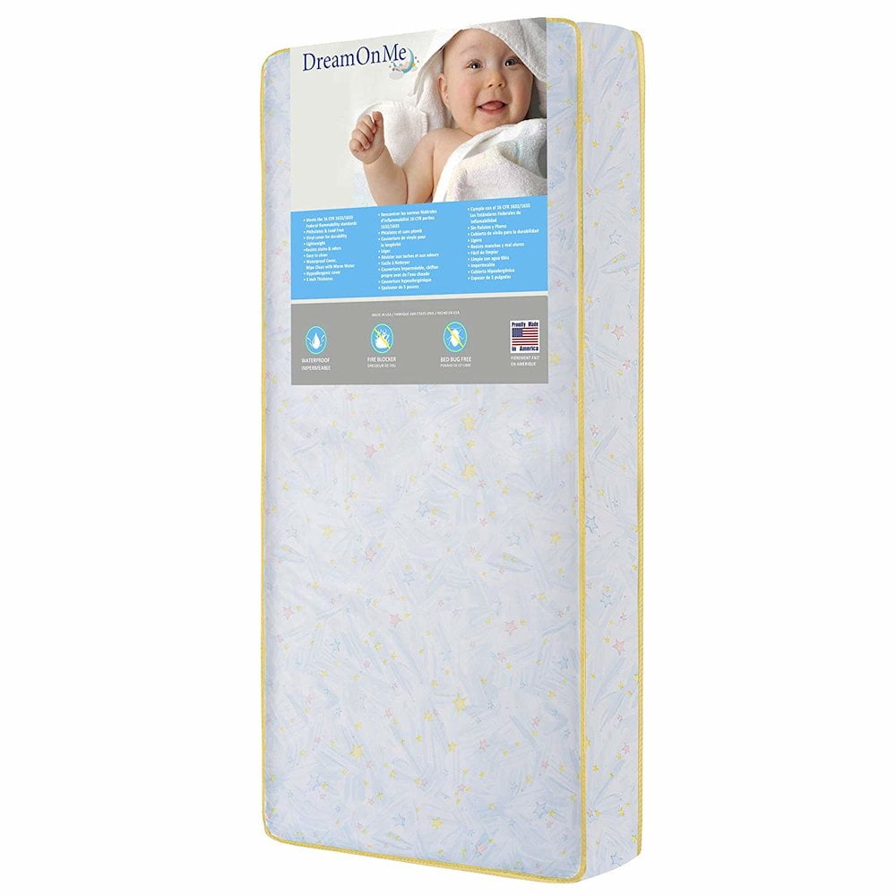 Evolur Dream On Me Stars Light Crib and Toddler 202 Coil Mattress