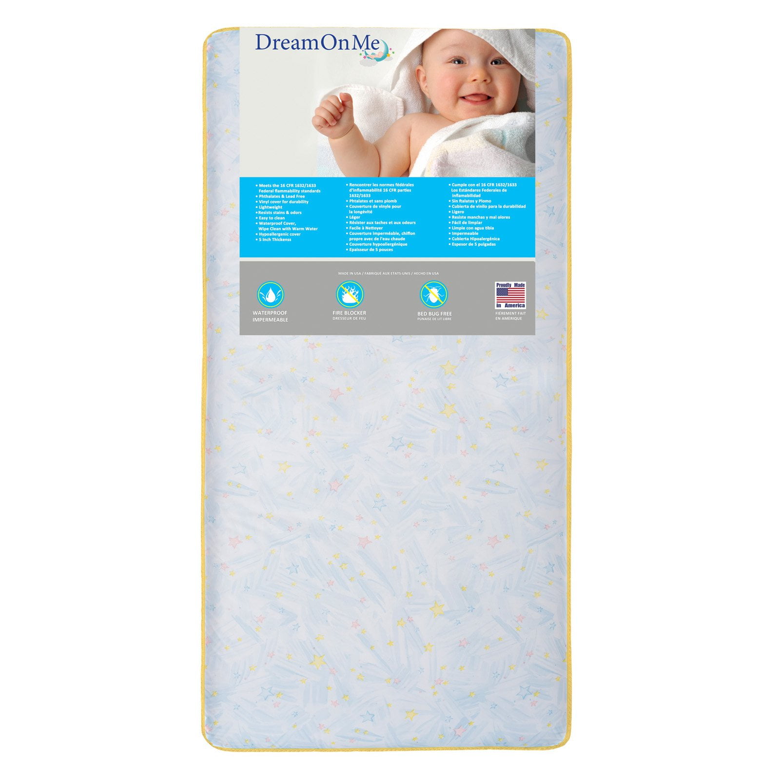 Dream On Me Star Light Crib and Toddler 202 Coil Mattress